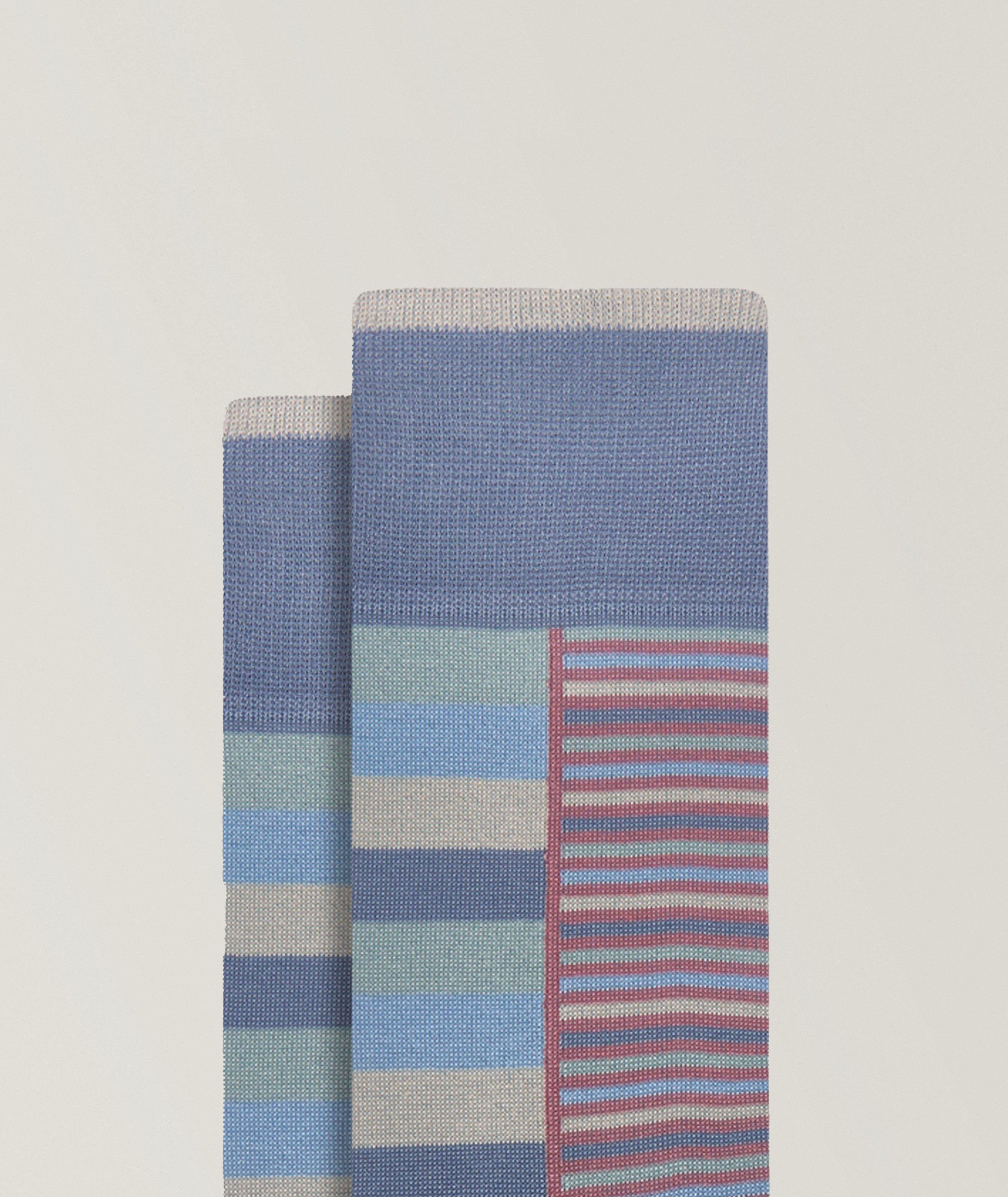 Block Stripe Stretch-Cotton Socks image 1