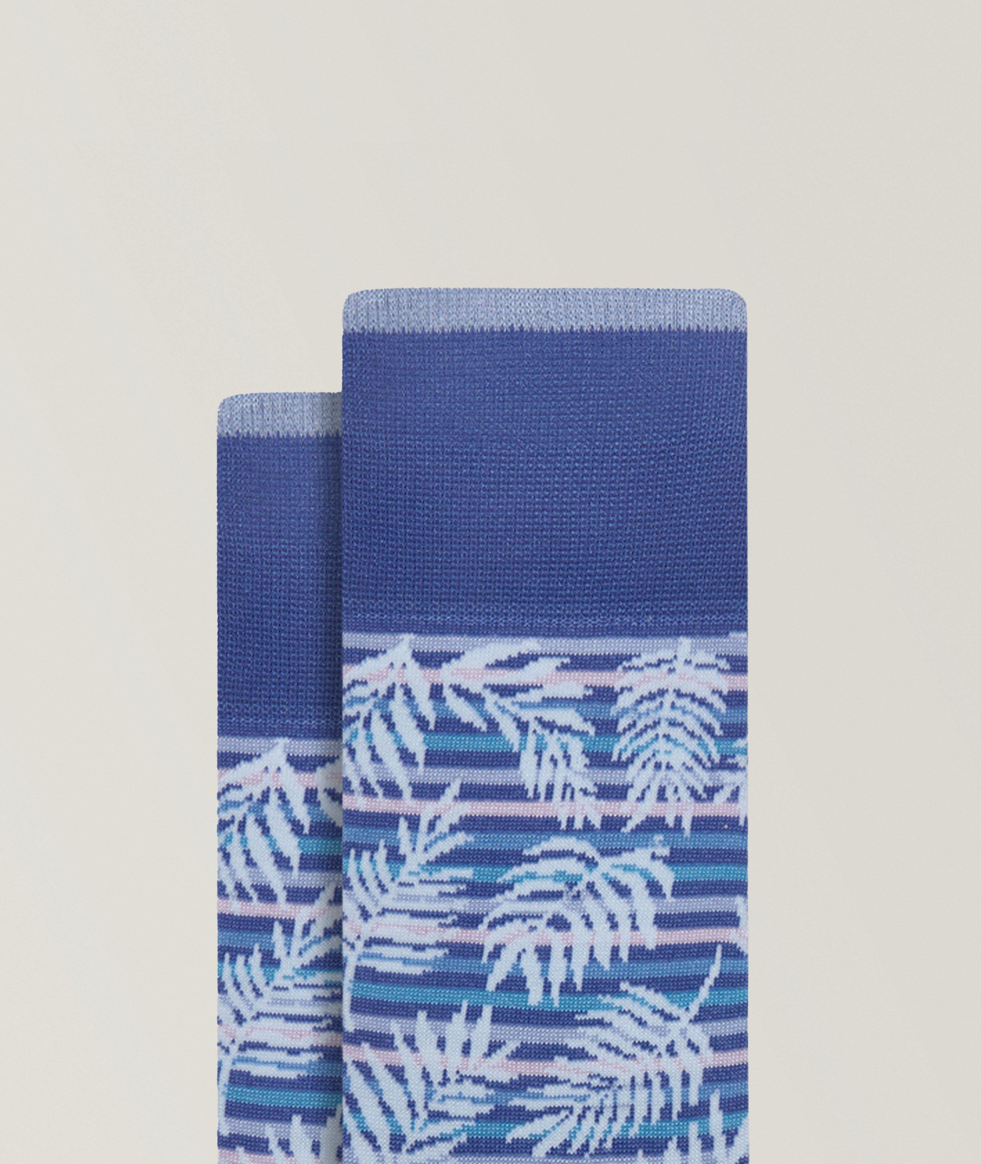 Palm Stripe Stretch-Cotton Socks image 1