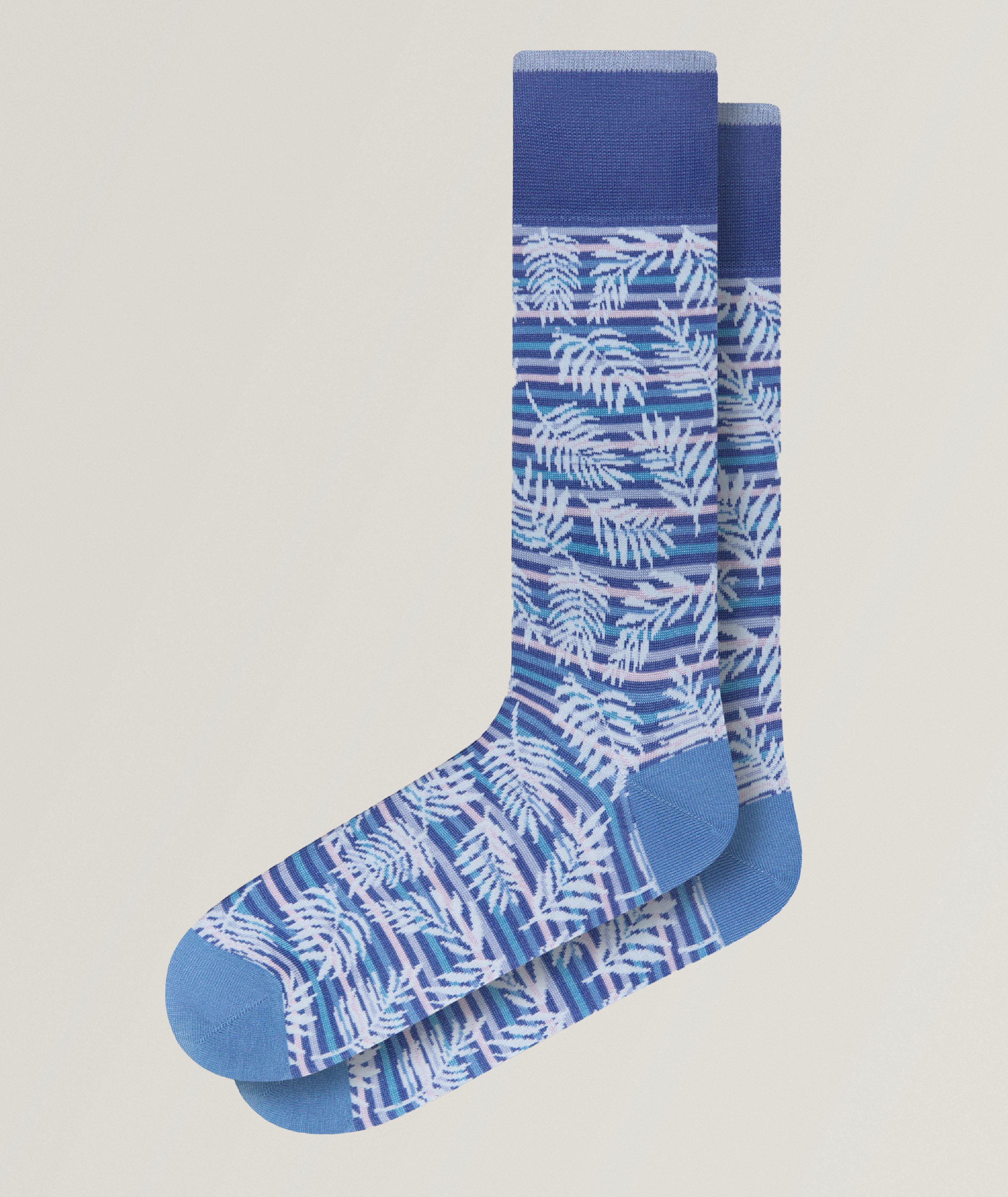 Palm Stripe Stretch-Cotton Socks image 0