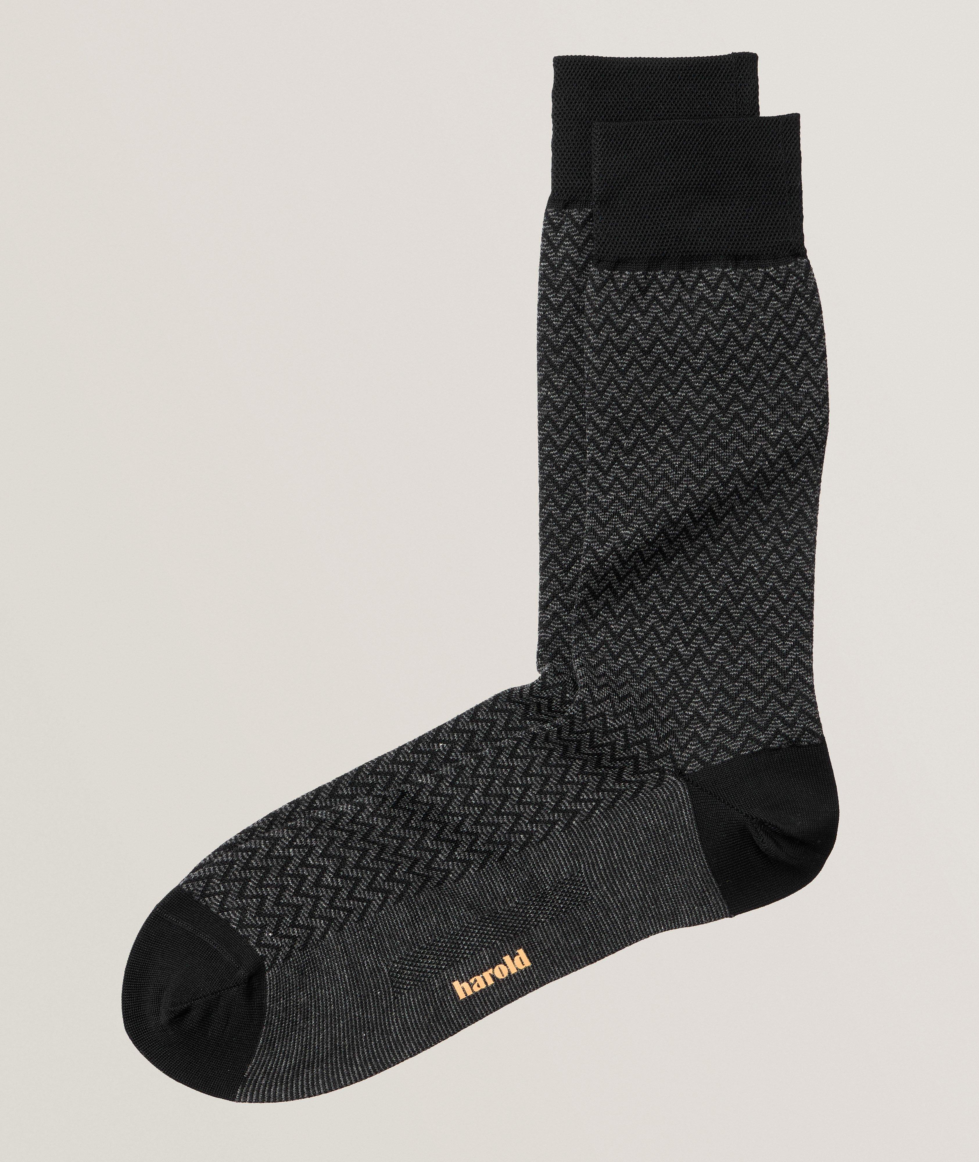 Herringbone Stretch-Cotton Socks image 0