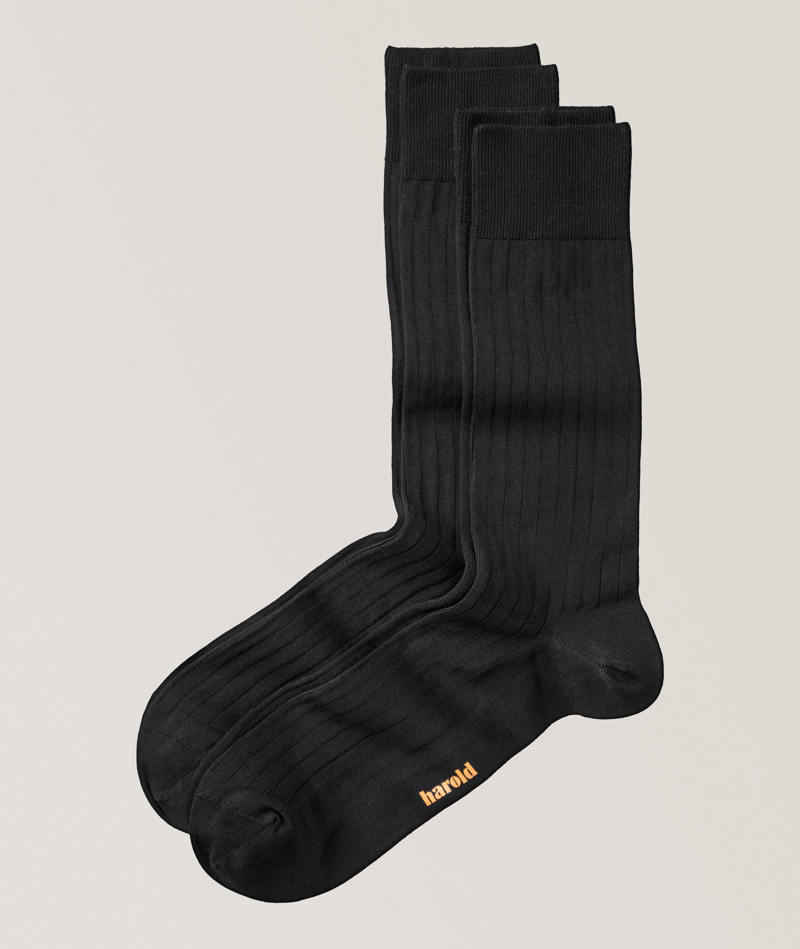 Two-Pack Ribbed Cotton-Blend Socks  image 0