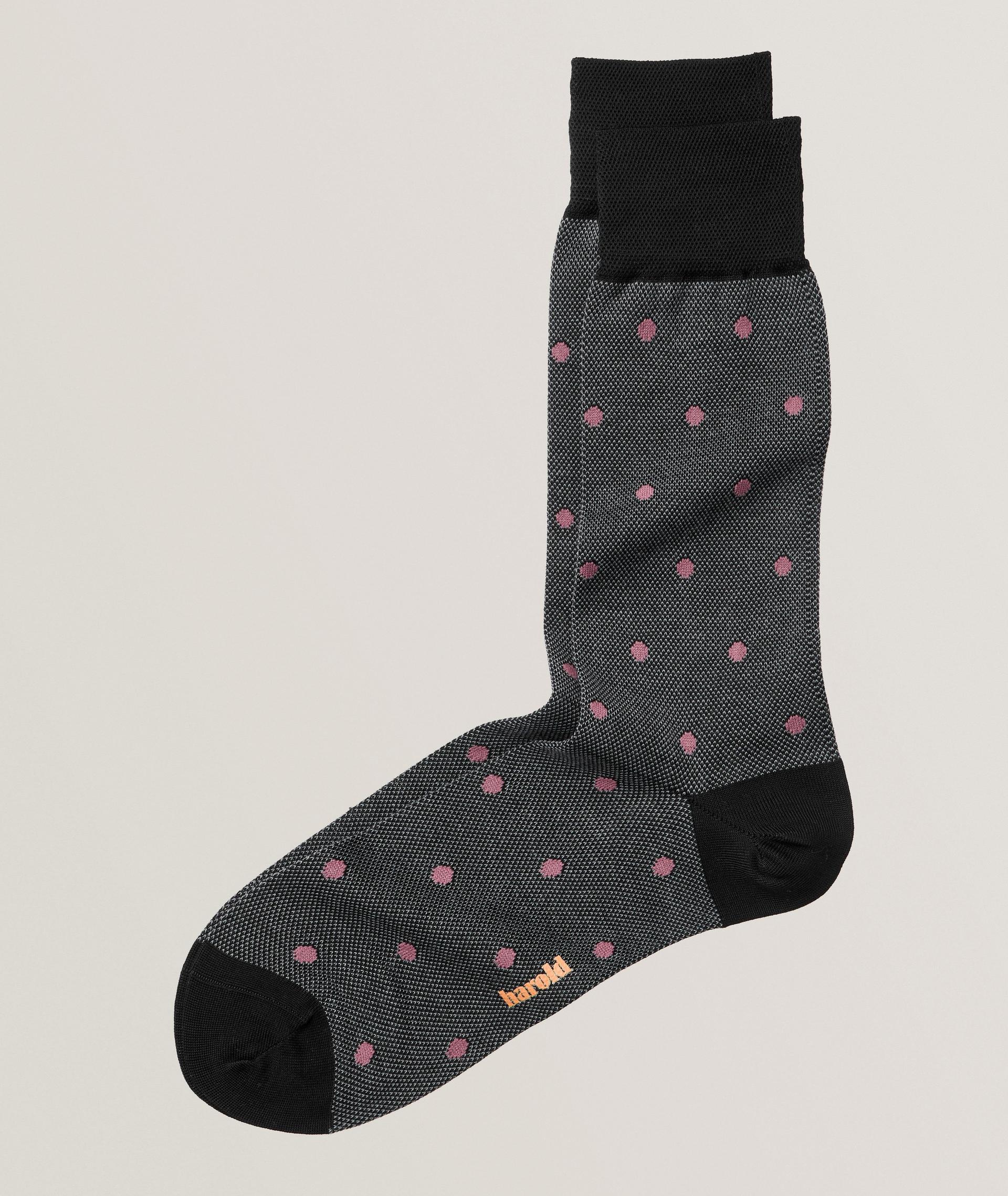 Chaussettes en coton extensible à pois image 0