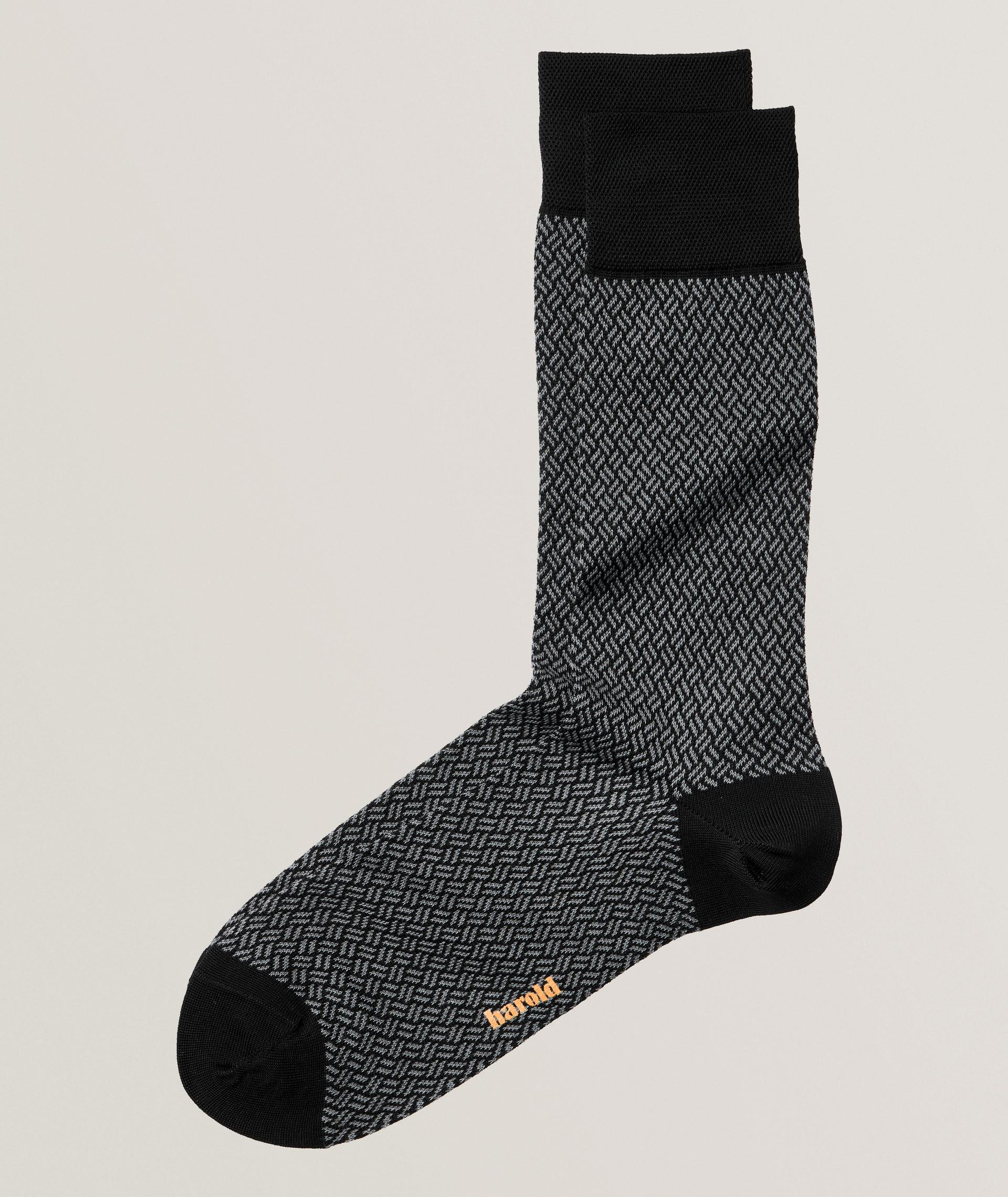 Chaussettes en coton extensible à petits chevrons image 0