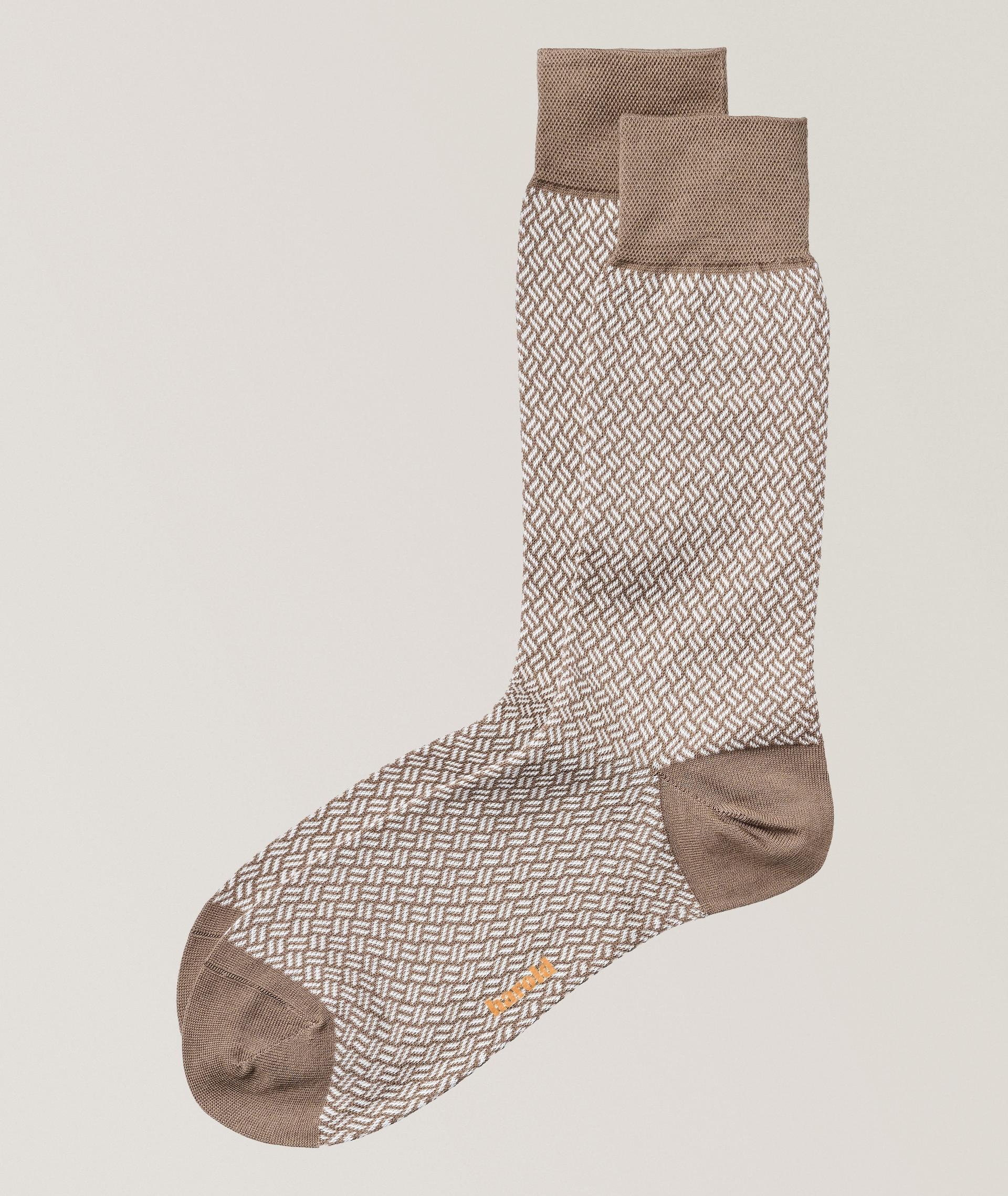 Chaussettes en coton extensible à petits chevrons image 0