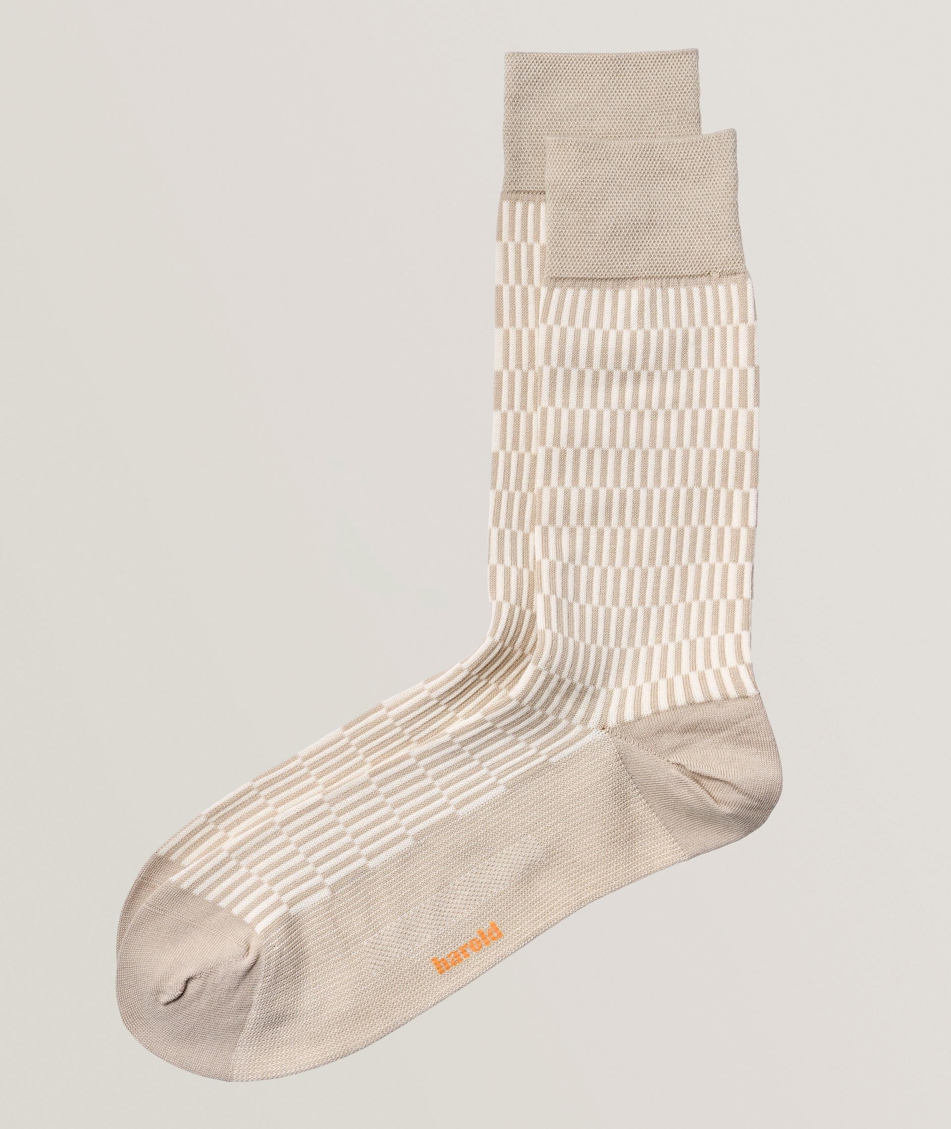 Chaussettes en coton extensible à rayures rompues image 0