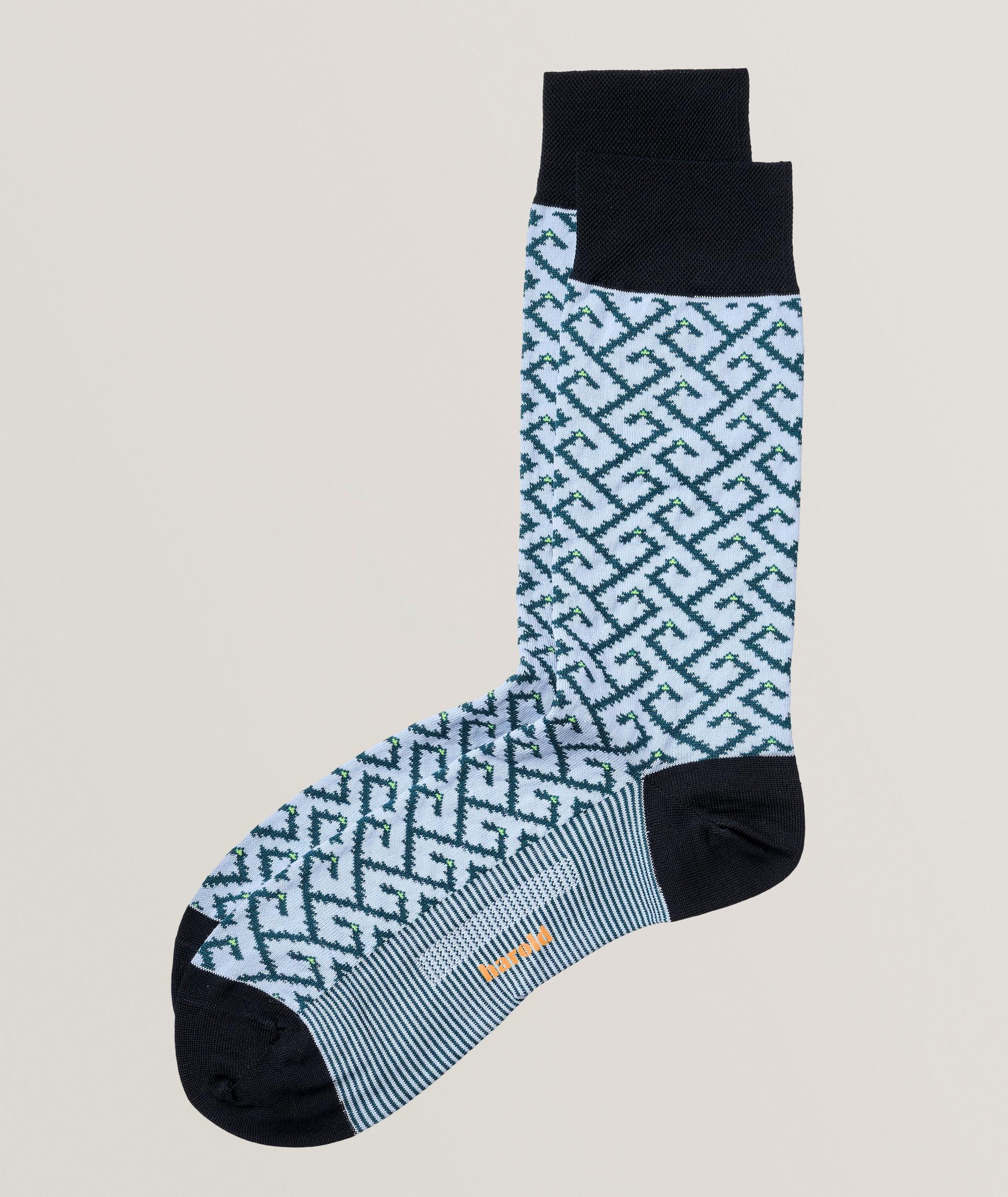 Chaussettes en coton extensible à motif géométrique image 0
