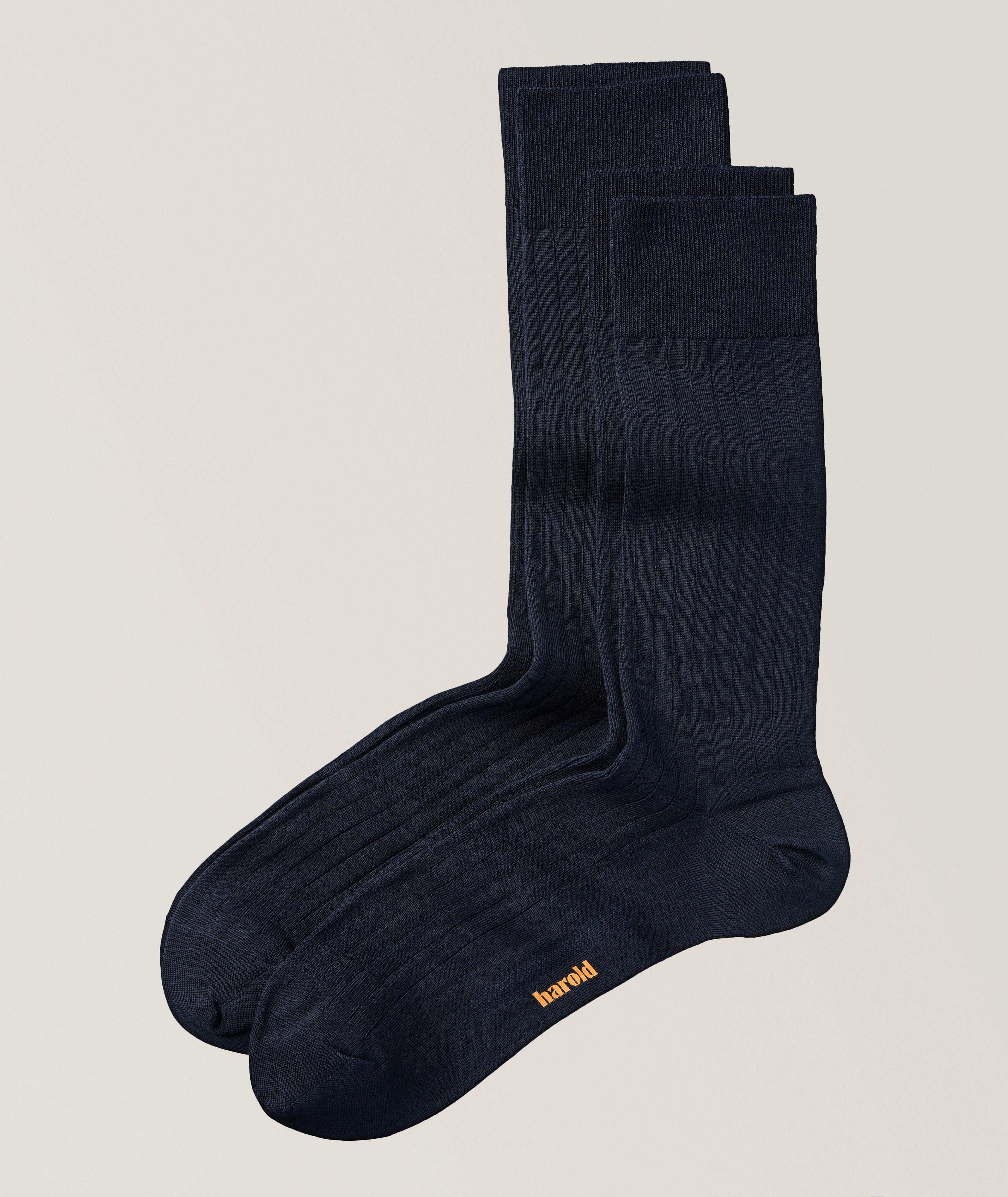 Two-Pack Ribbed Cotton-Blend Socks  image 0