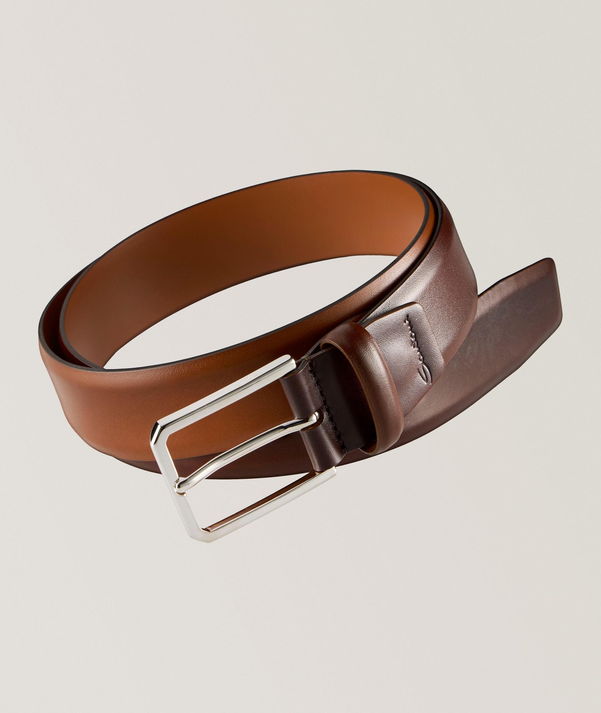 Square Buckle Burnished Leather Belt image 0