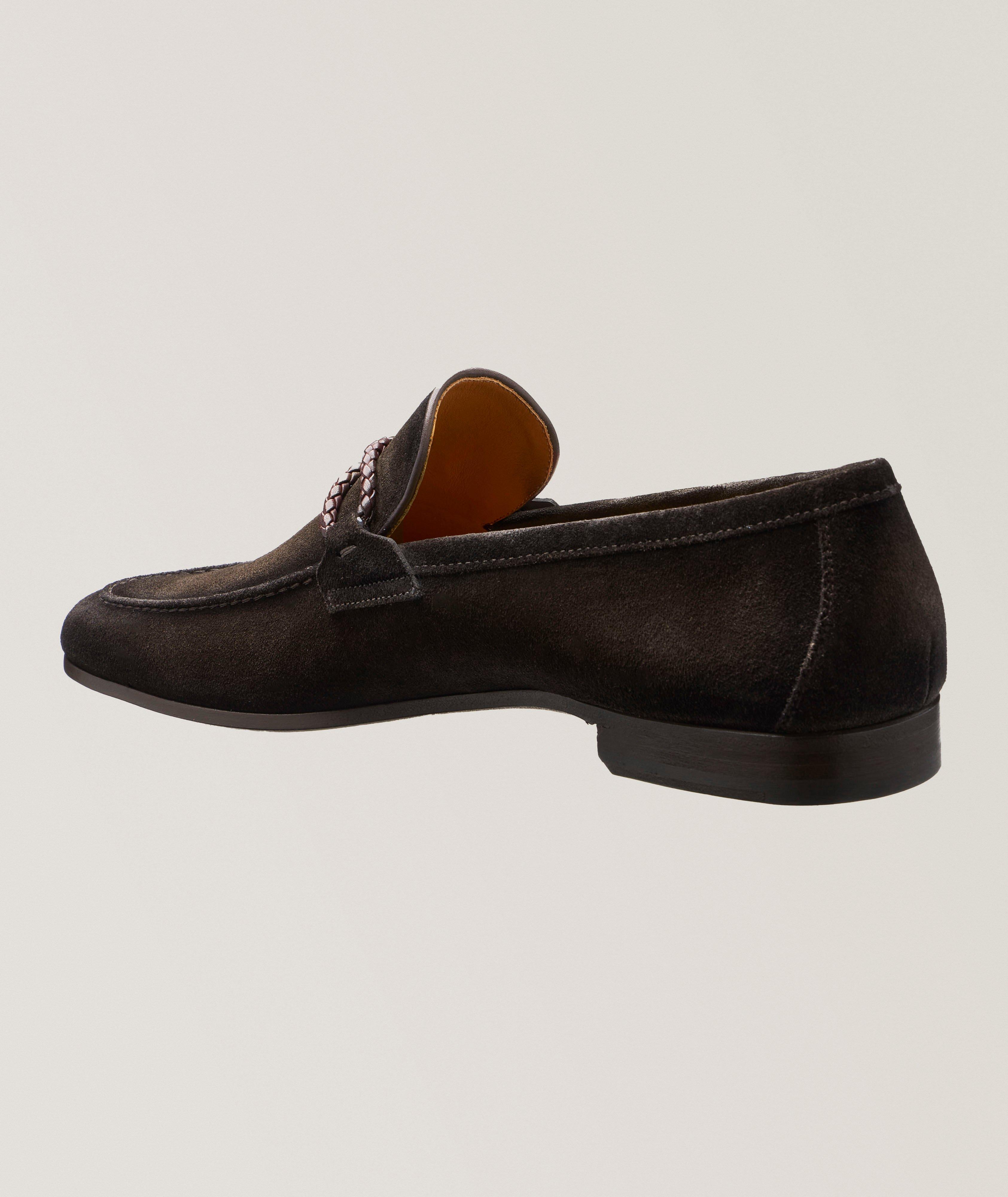 Silvano Woven Asymmetric Loop Suede Loafers  image 1