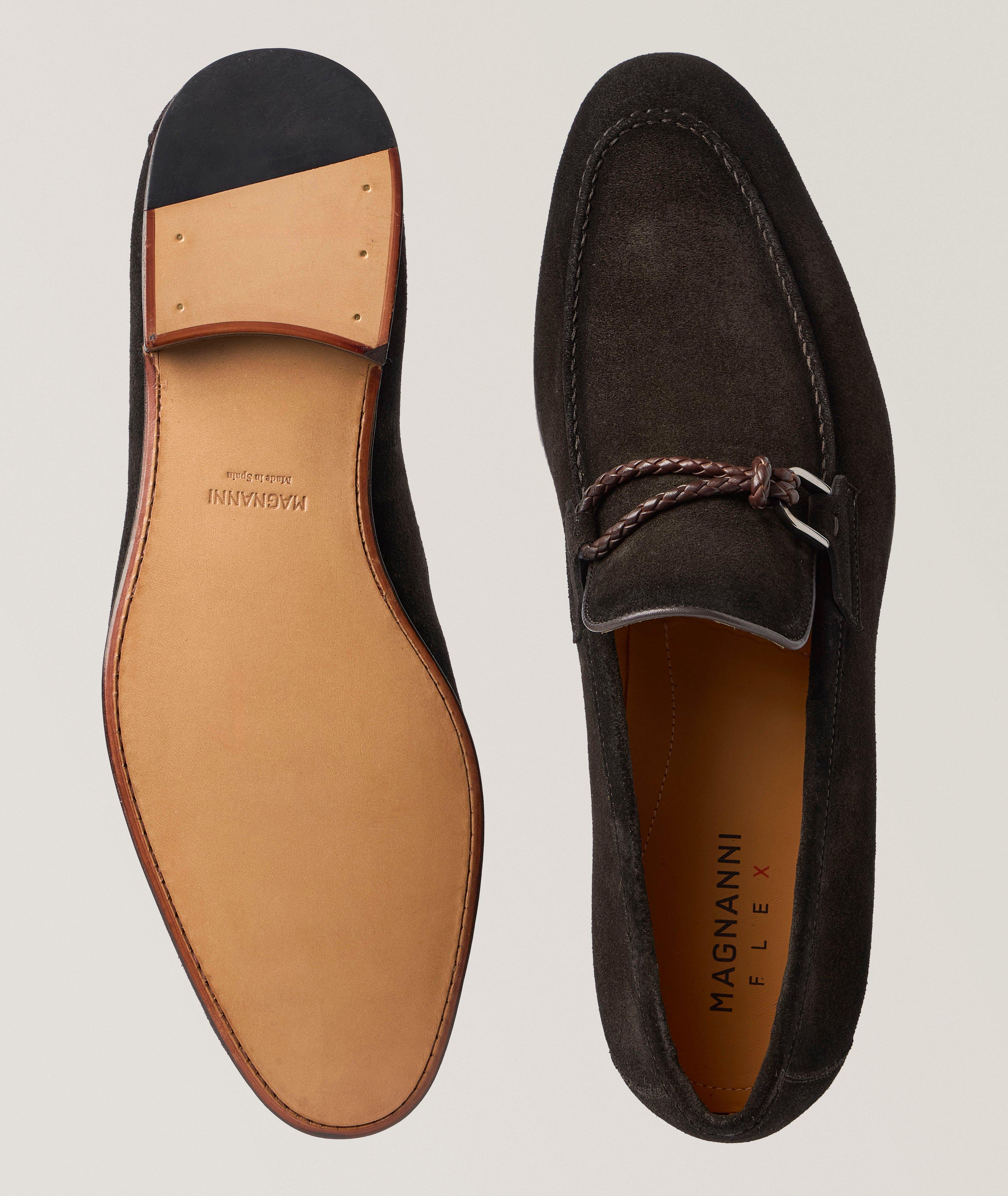 Silvano Woven Asymmetric Loop Suede Loafers  image 2