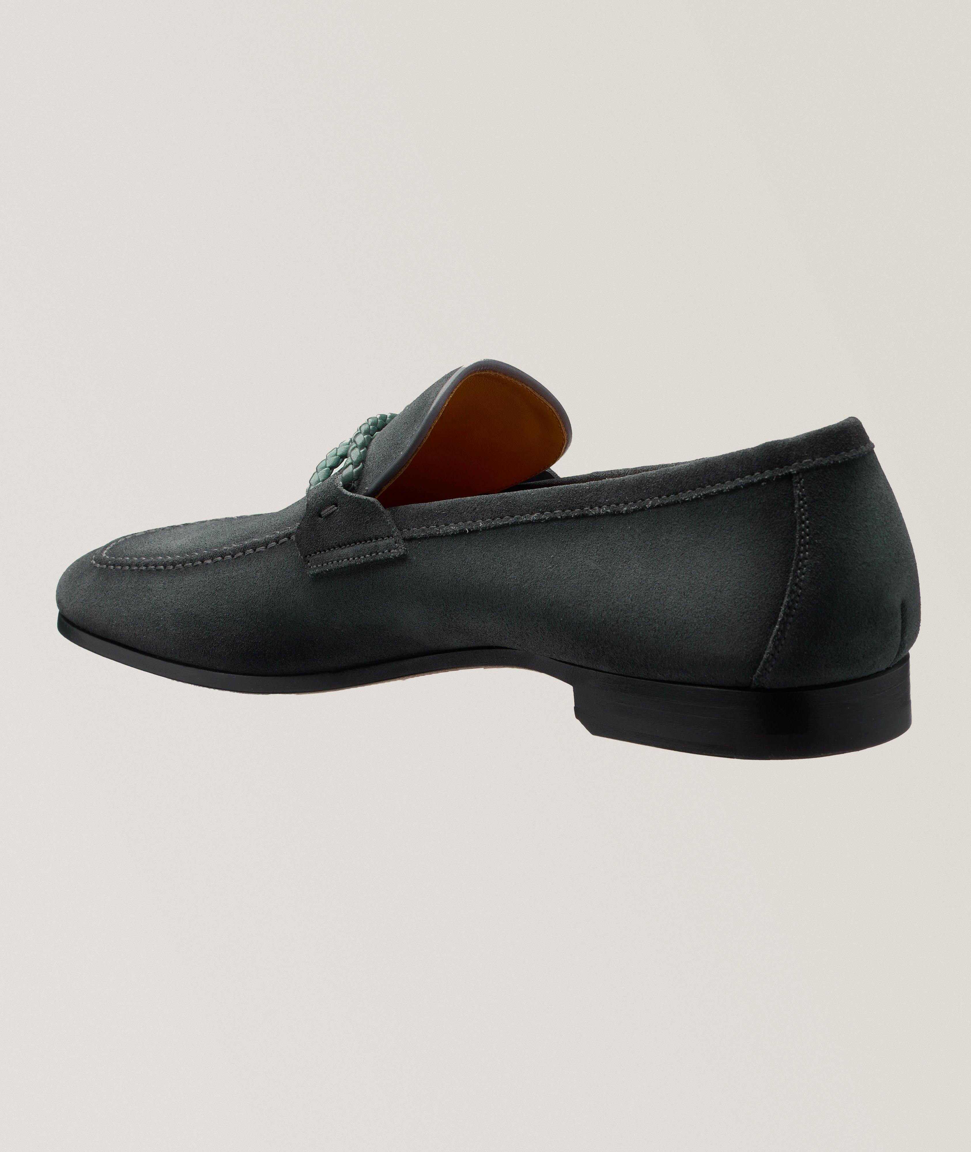 Silvano Woven Asymmetric Loop Suede Loafers  image 1