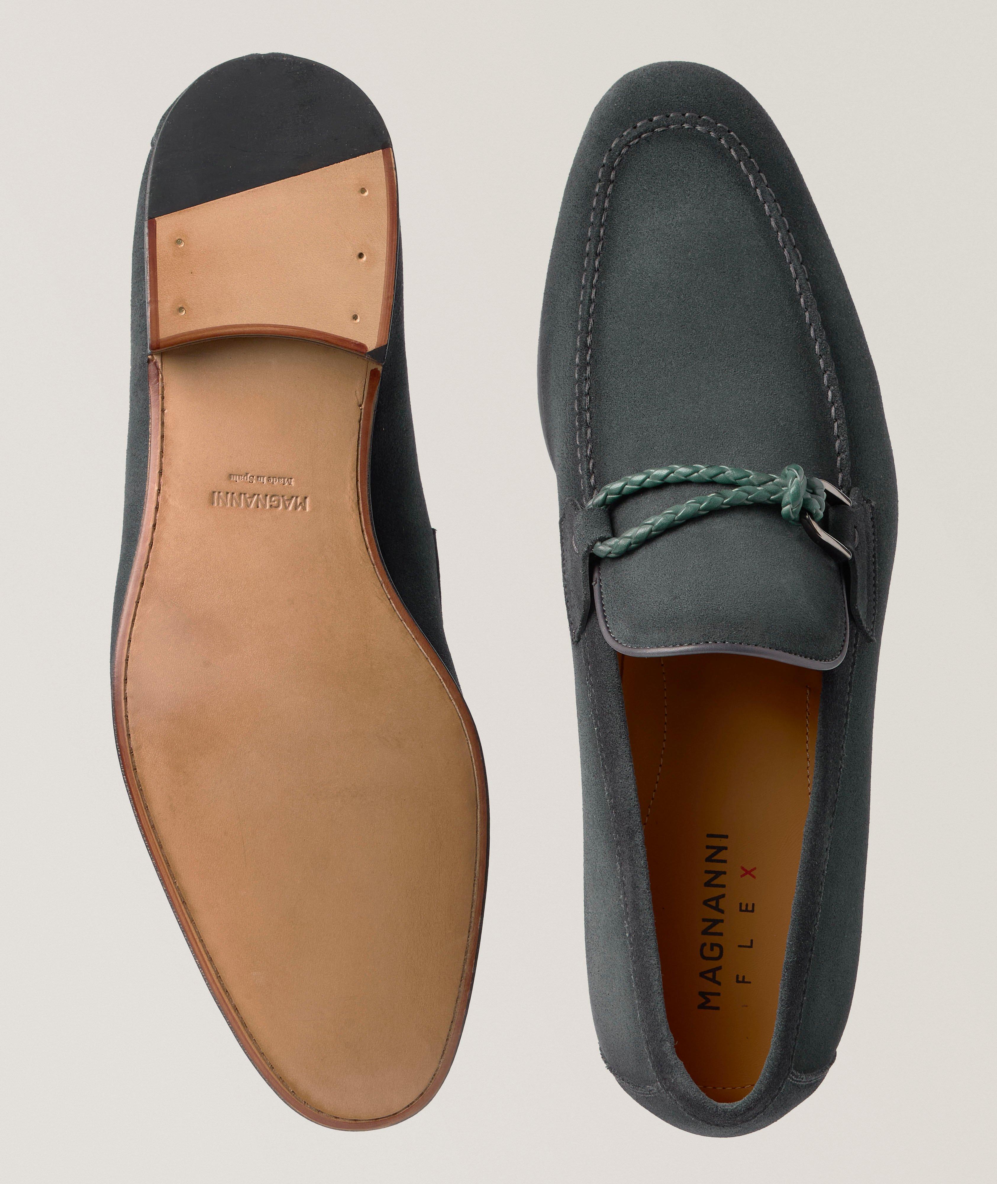 Silvano Woven Asymmetric Loop Suede Loafers  image 2