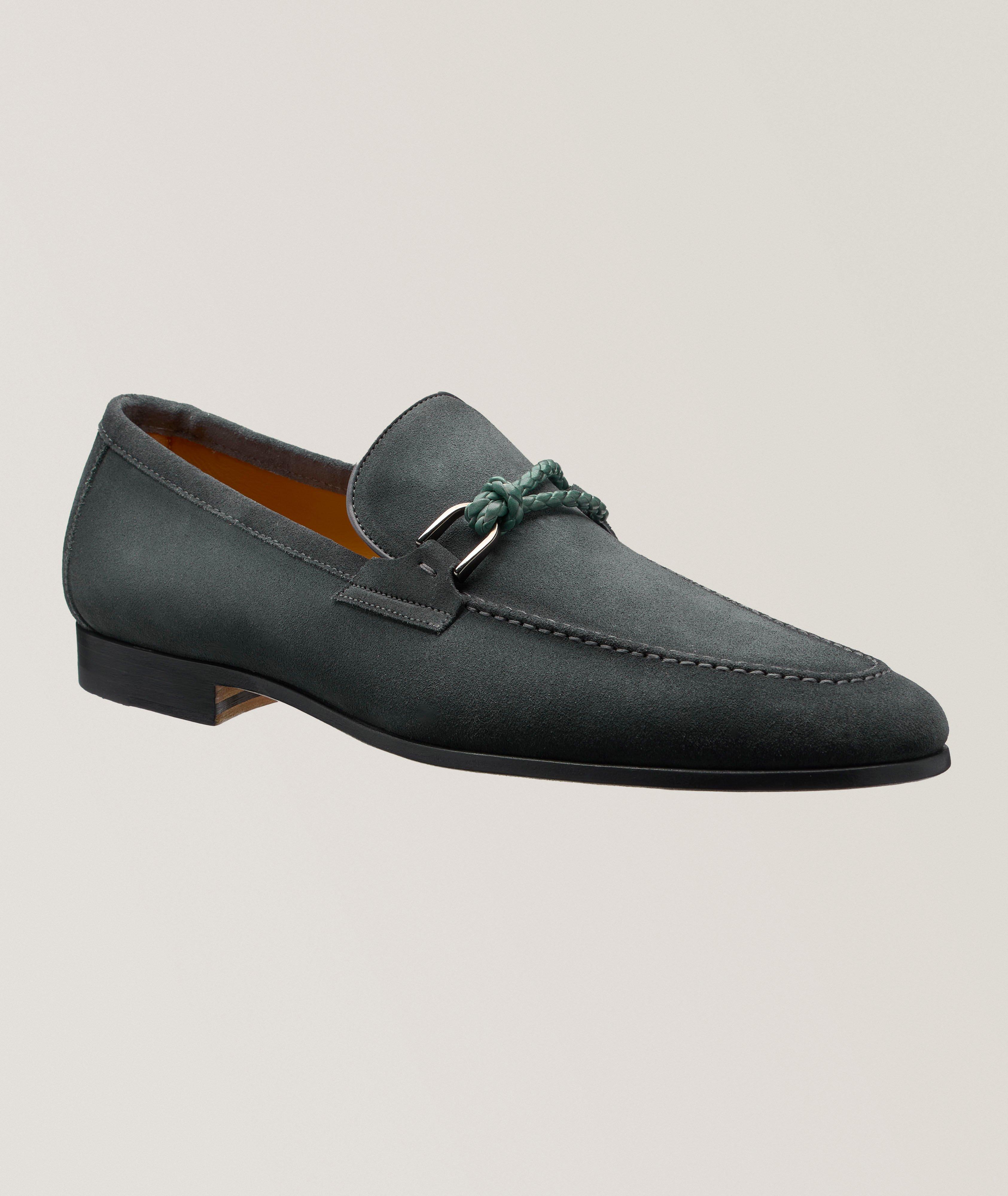 Silvano Woven Asymmetric Loop Suede Loafers  image 0