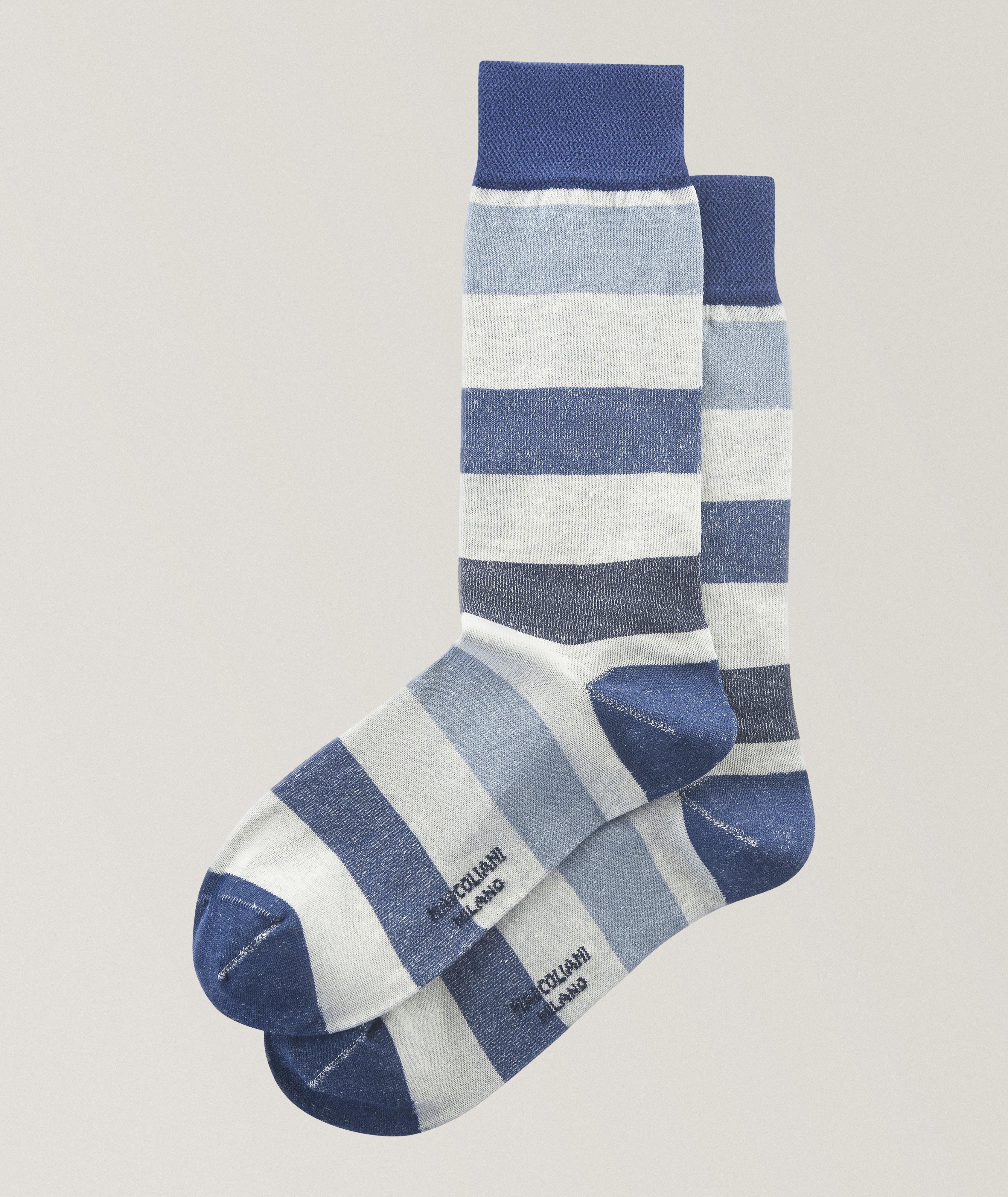 Cruise Stripe Linen-Cotton Blend Socks image 0