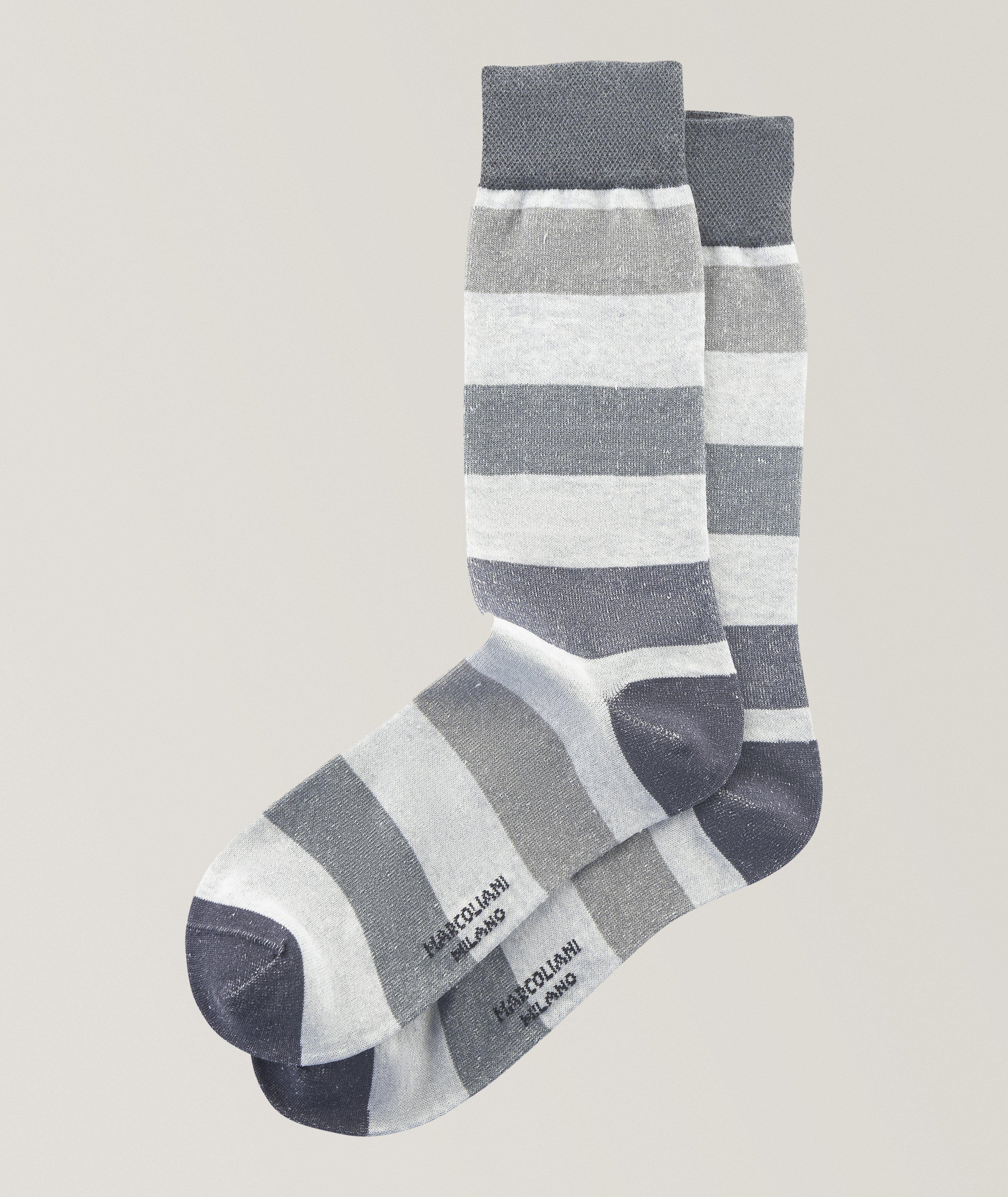 Cruise Stripe Linen-Cotton Blend Socks image 0