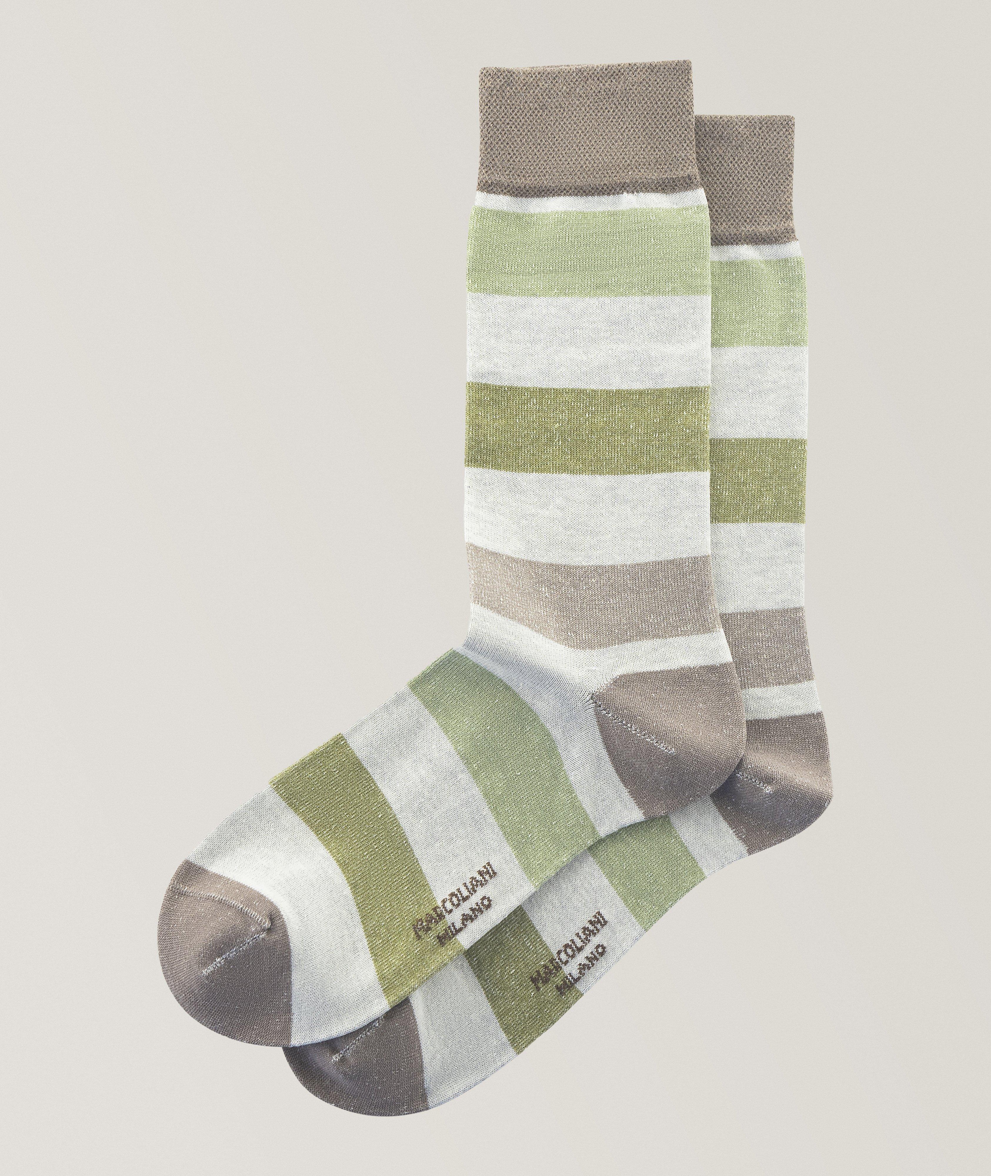 Cruise Stripe Linen Cotton-Blend Socks image 0