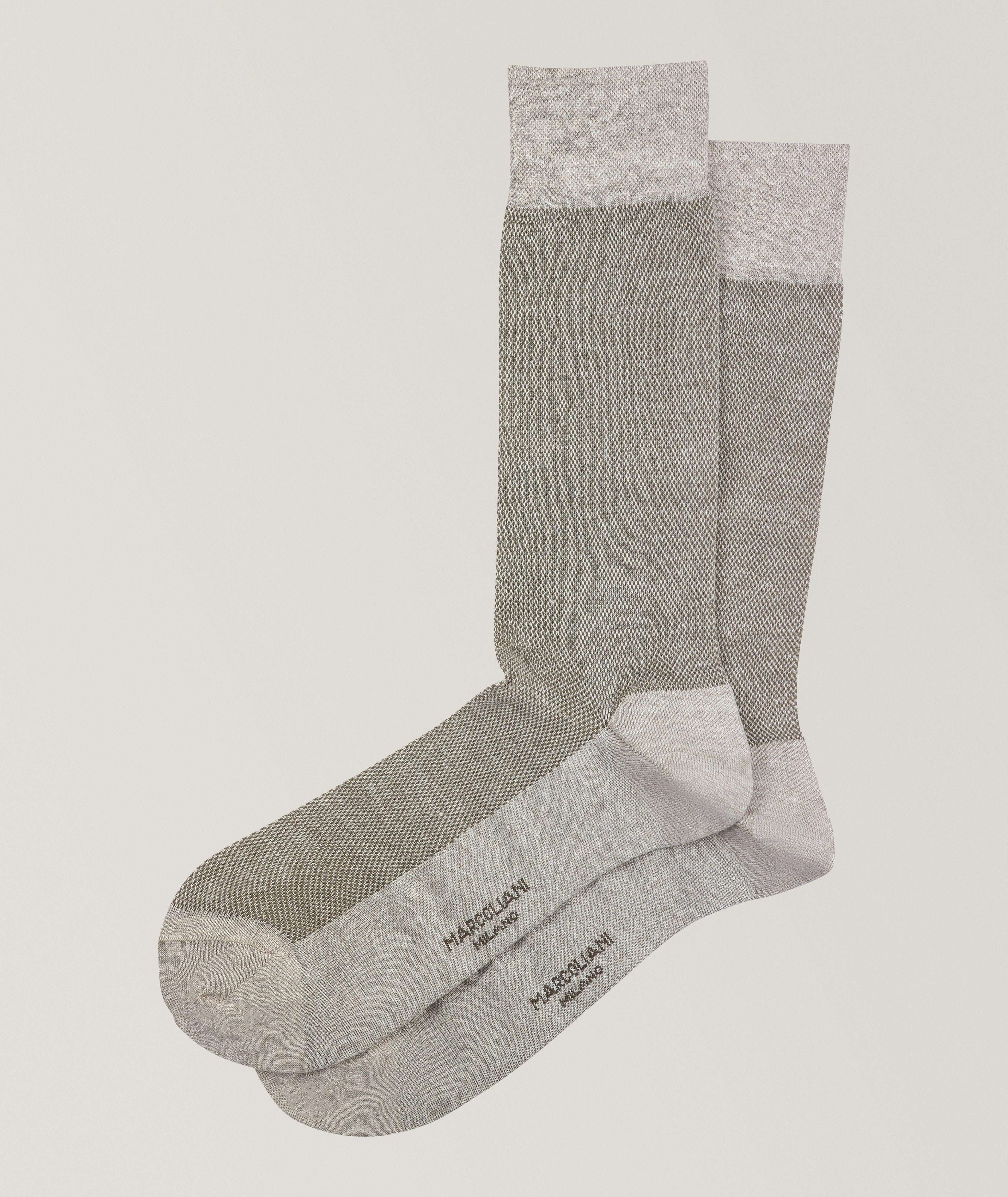 Piqué Linen-Cotton Blend Socks image 0