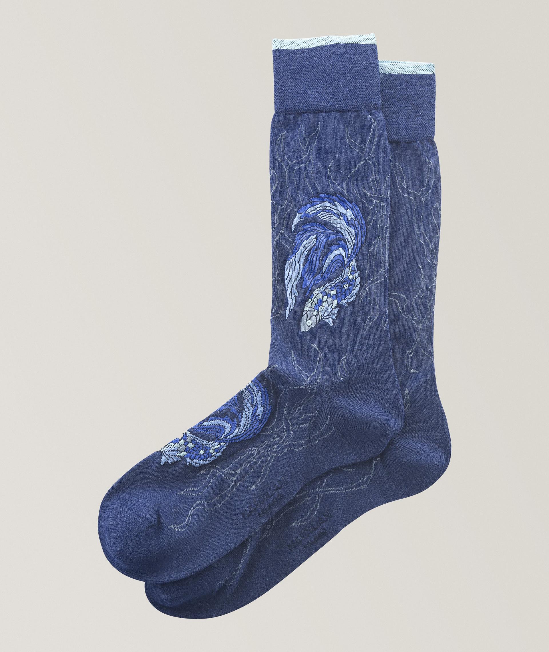 Chaussettes en mélange de coton à motif de poissons image 0
