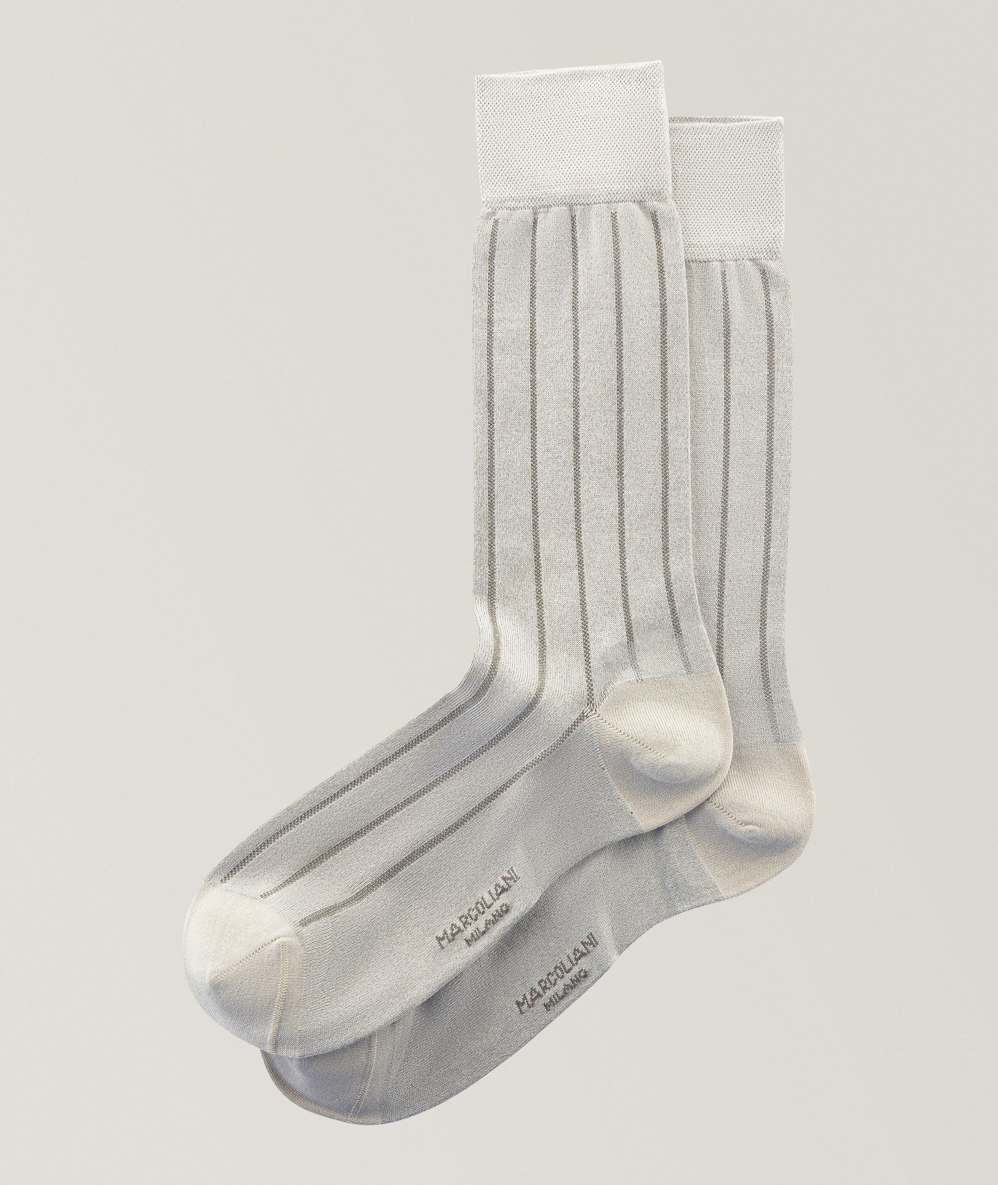 Pinstripe Modal-Cotton Blend Socks image 0