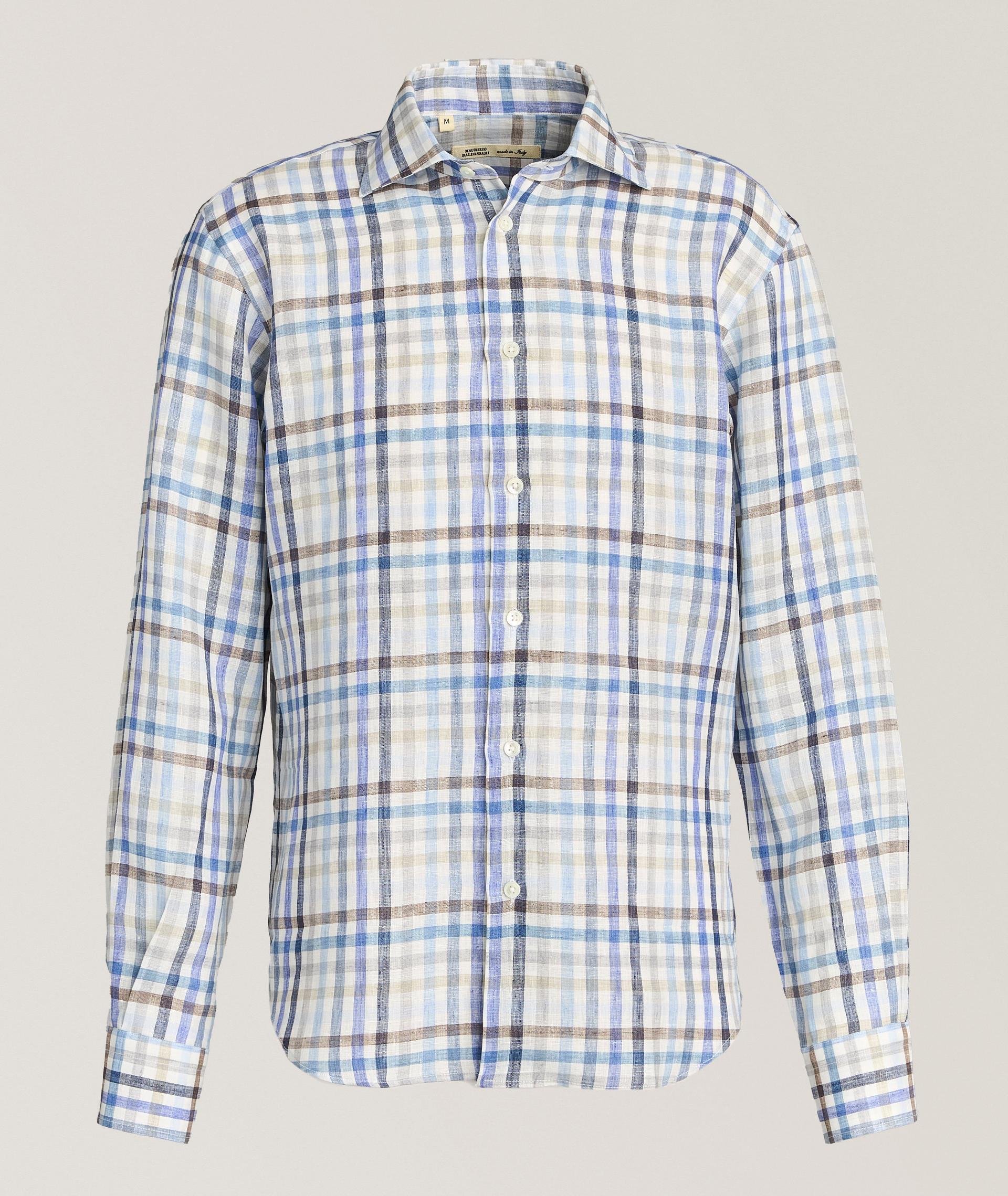 Chemise en lin à motif quadrillé image 0