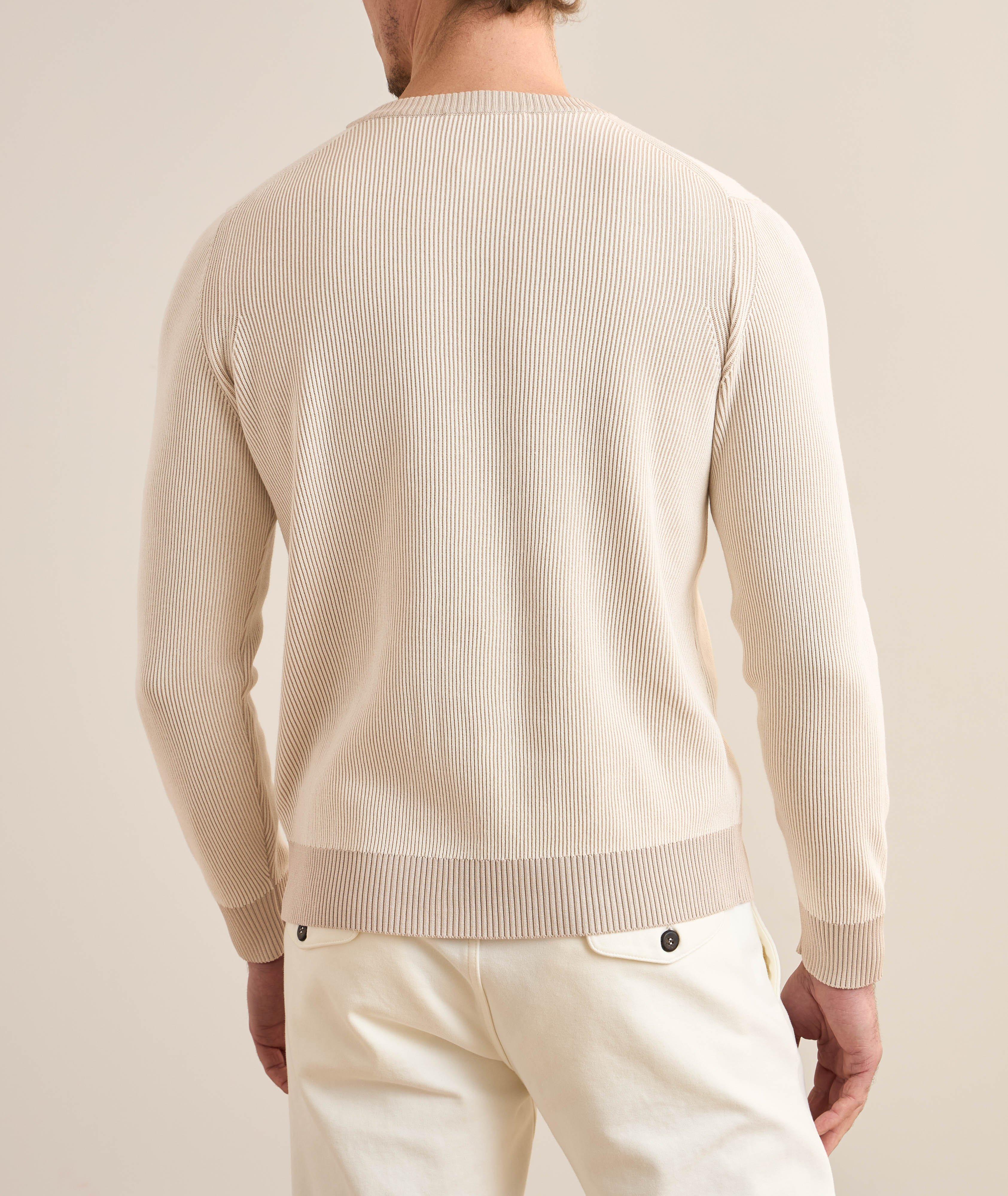 Ribbed Contrast Banded Cotton-Silk Sweater image 2