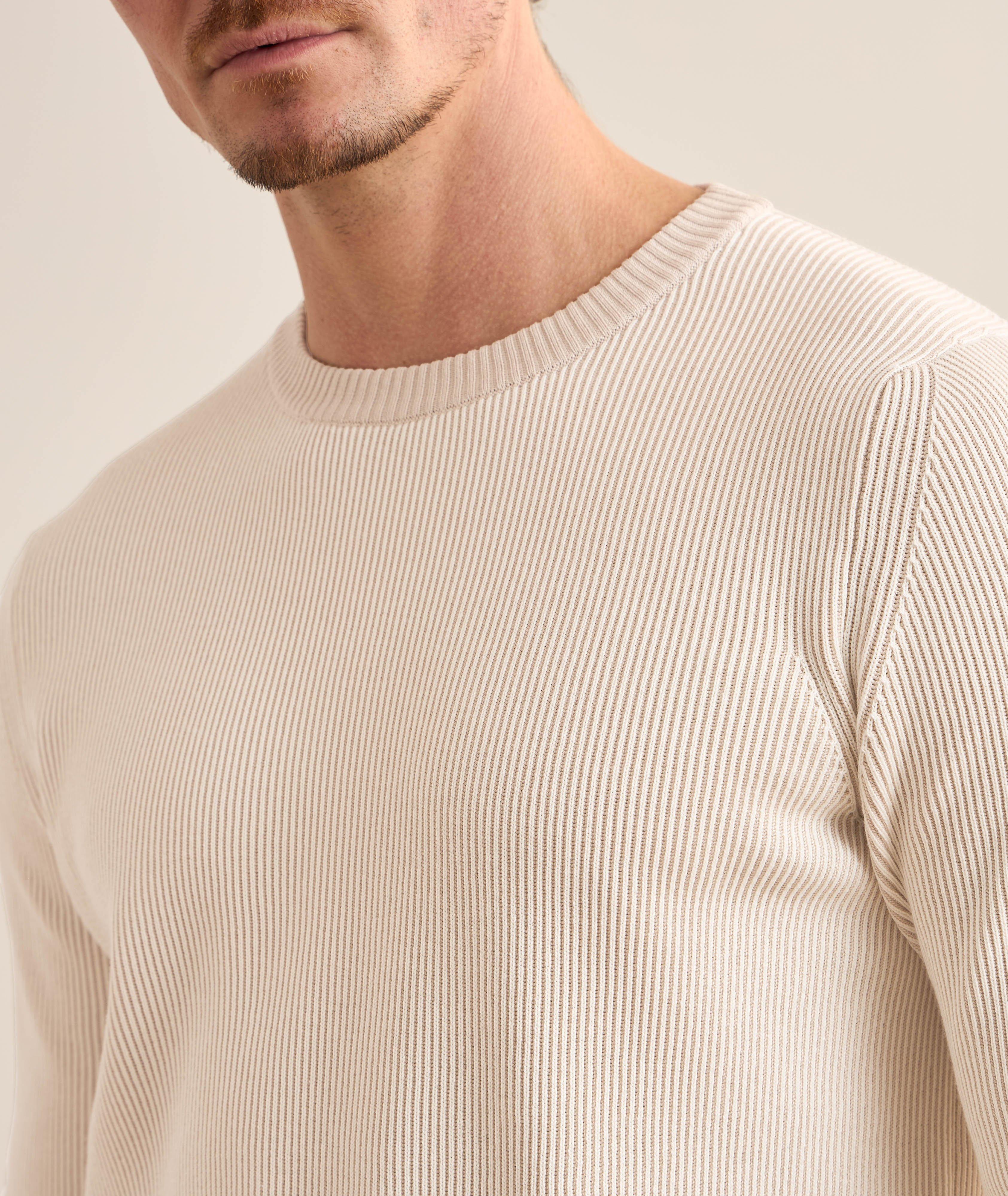 Ribbed Contrast Banded Cotton-Silk Sweater image 3