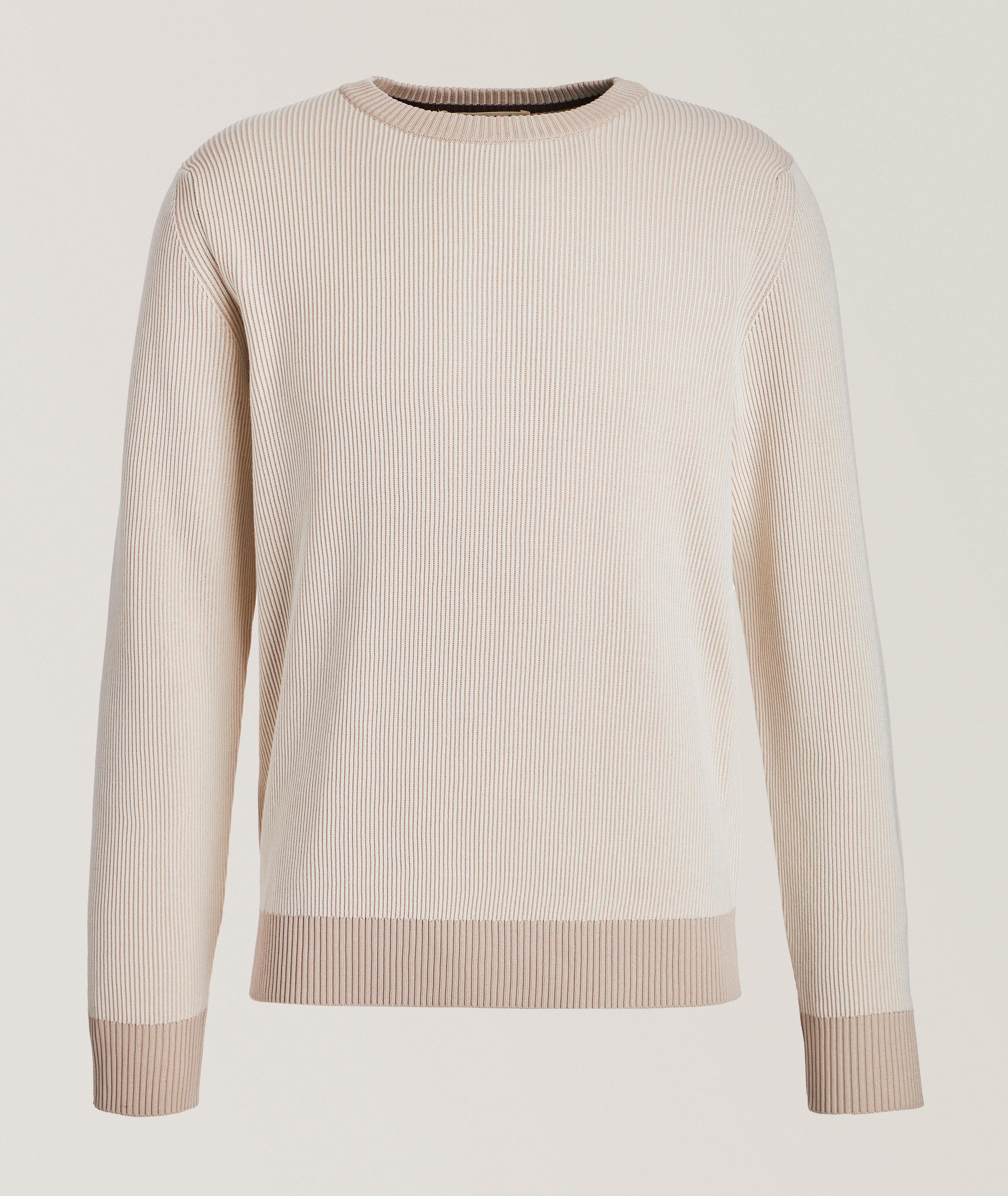 Ribbed Contrast Banded Cotton-Silk Sweater image 0