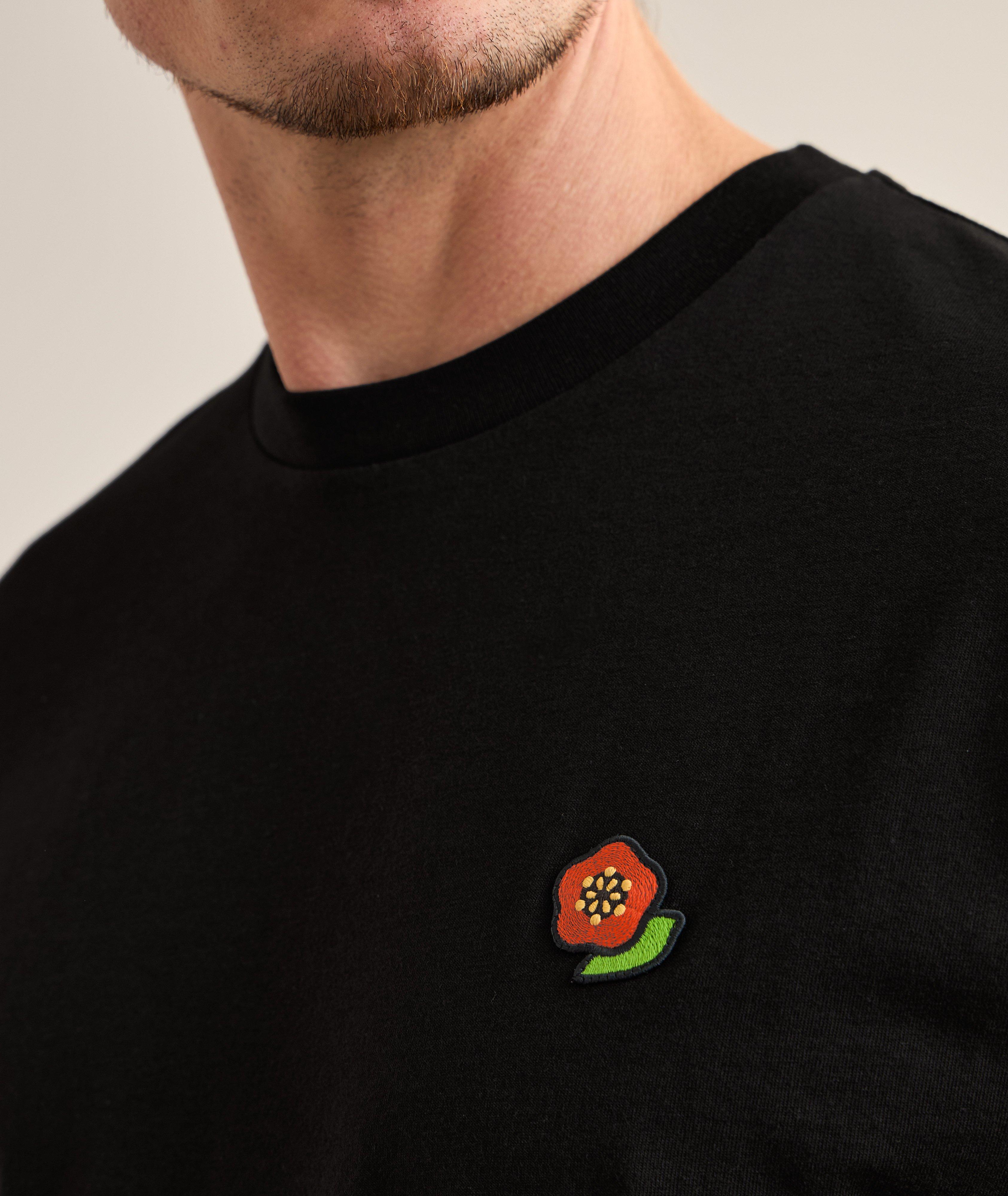T-shirt en coton avec emblème de fleur image 3