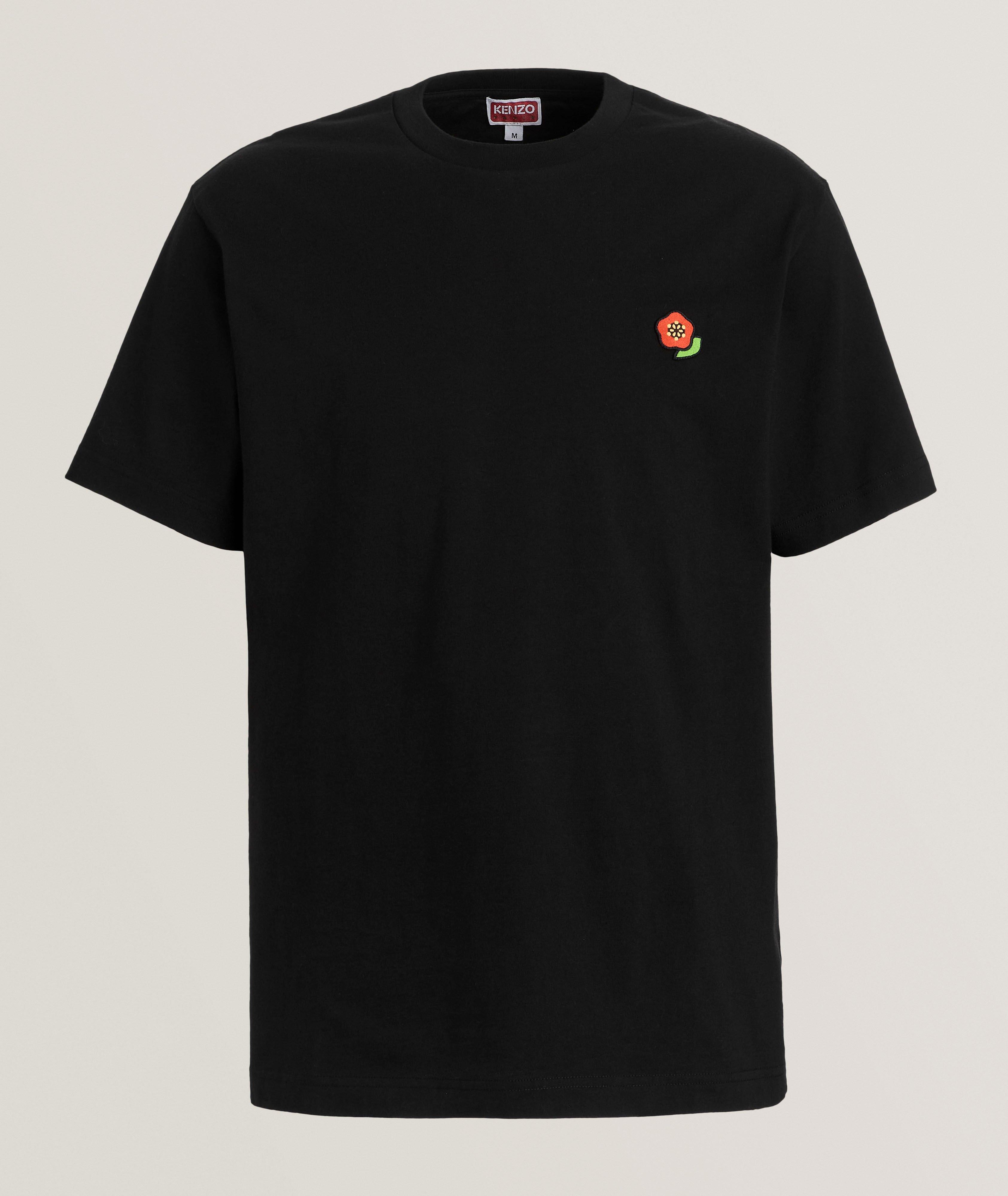 T-shirt en coton avec emblème de fleur image 0