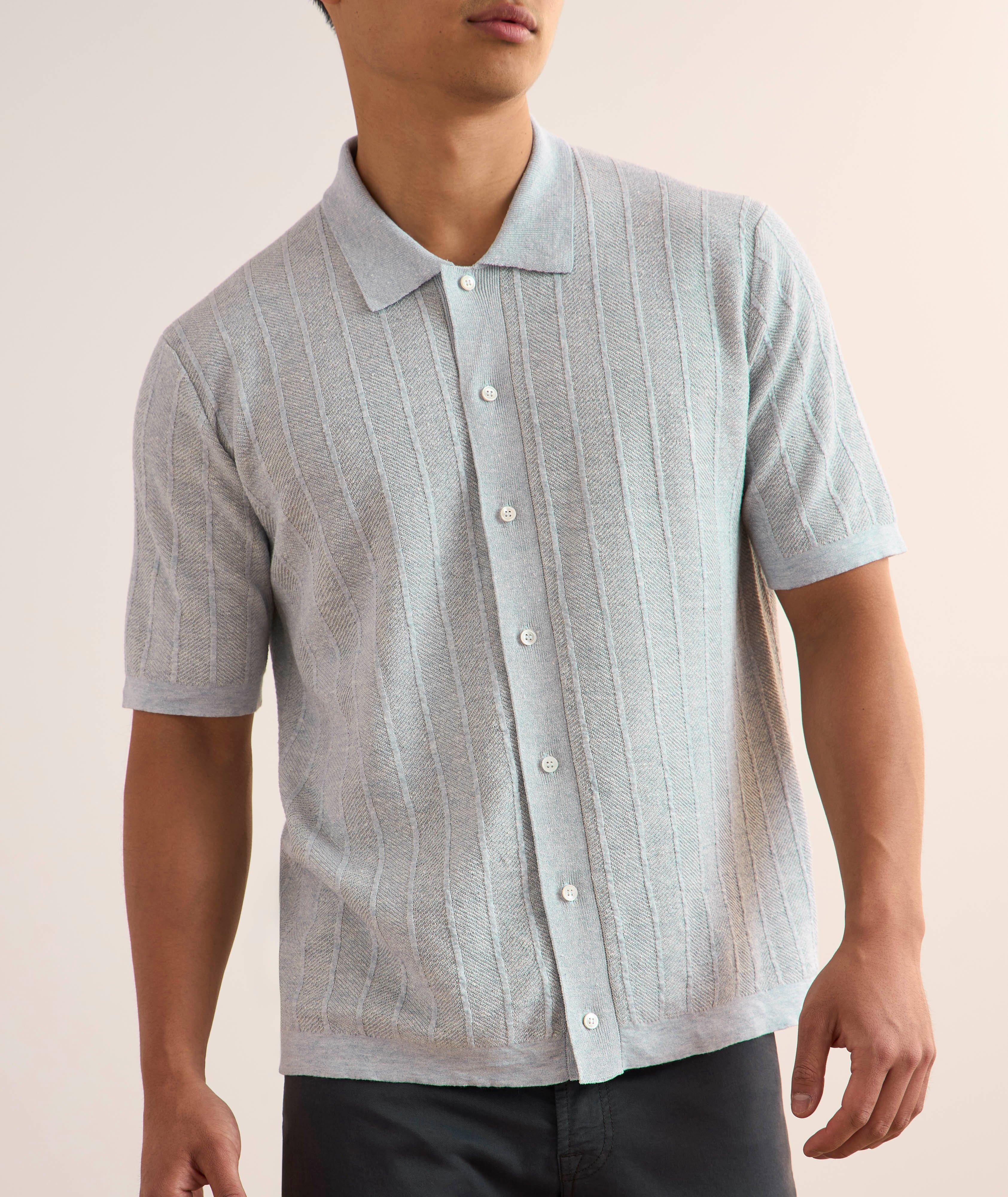 Linen-Cotton Full-Button Polo  image 1