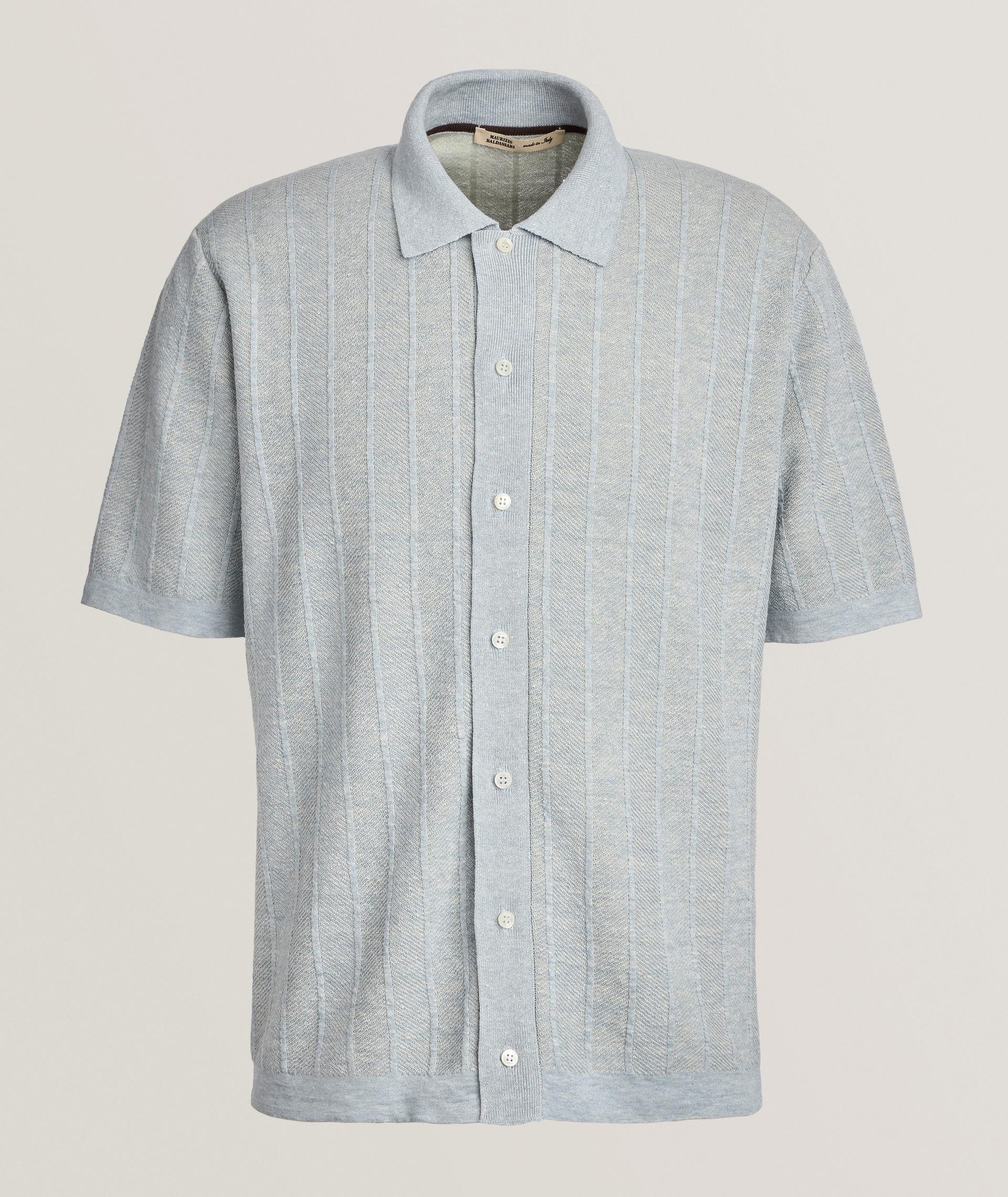 Linen-Cotton Full-Button Polo  image 0