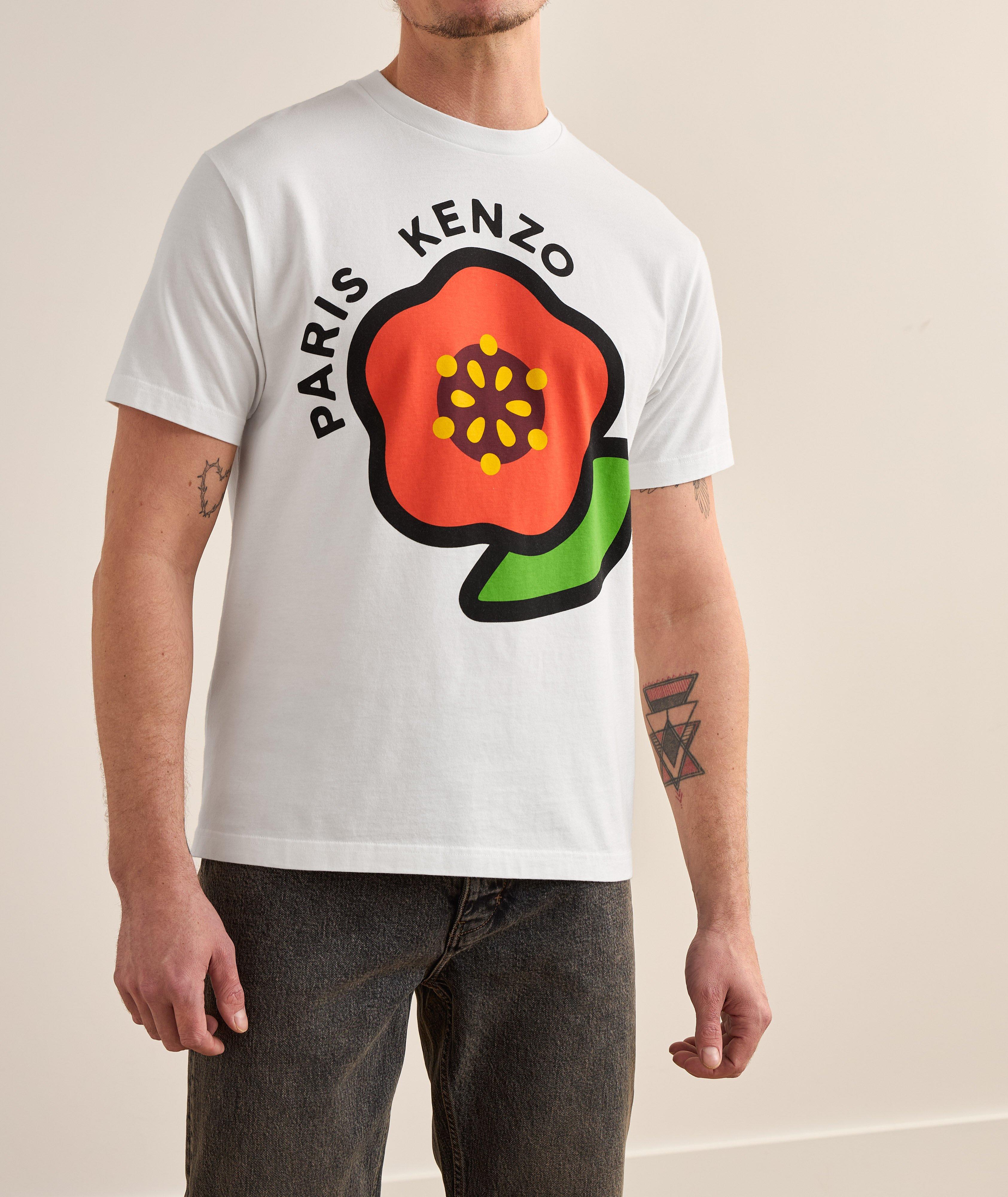 T-shirt en coton avec emblème de fleur surdimensionné image 1