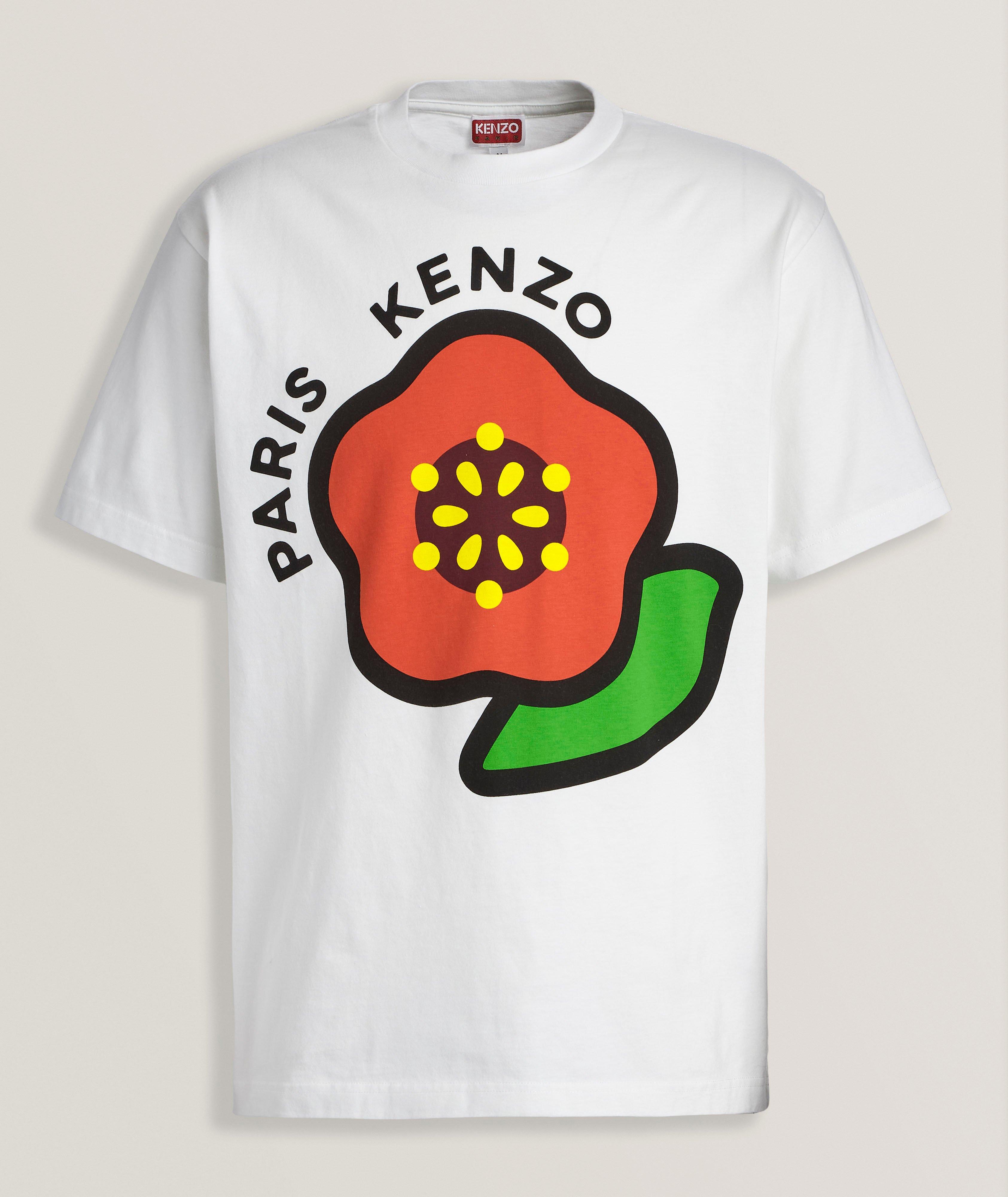T-shirt en coton avec emblème de fleur surdimensionné image 0