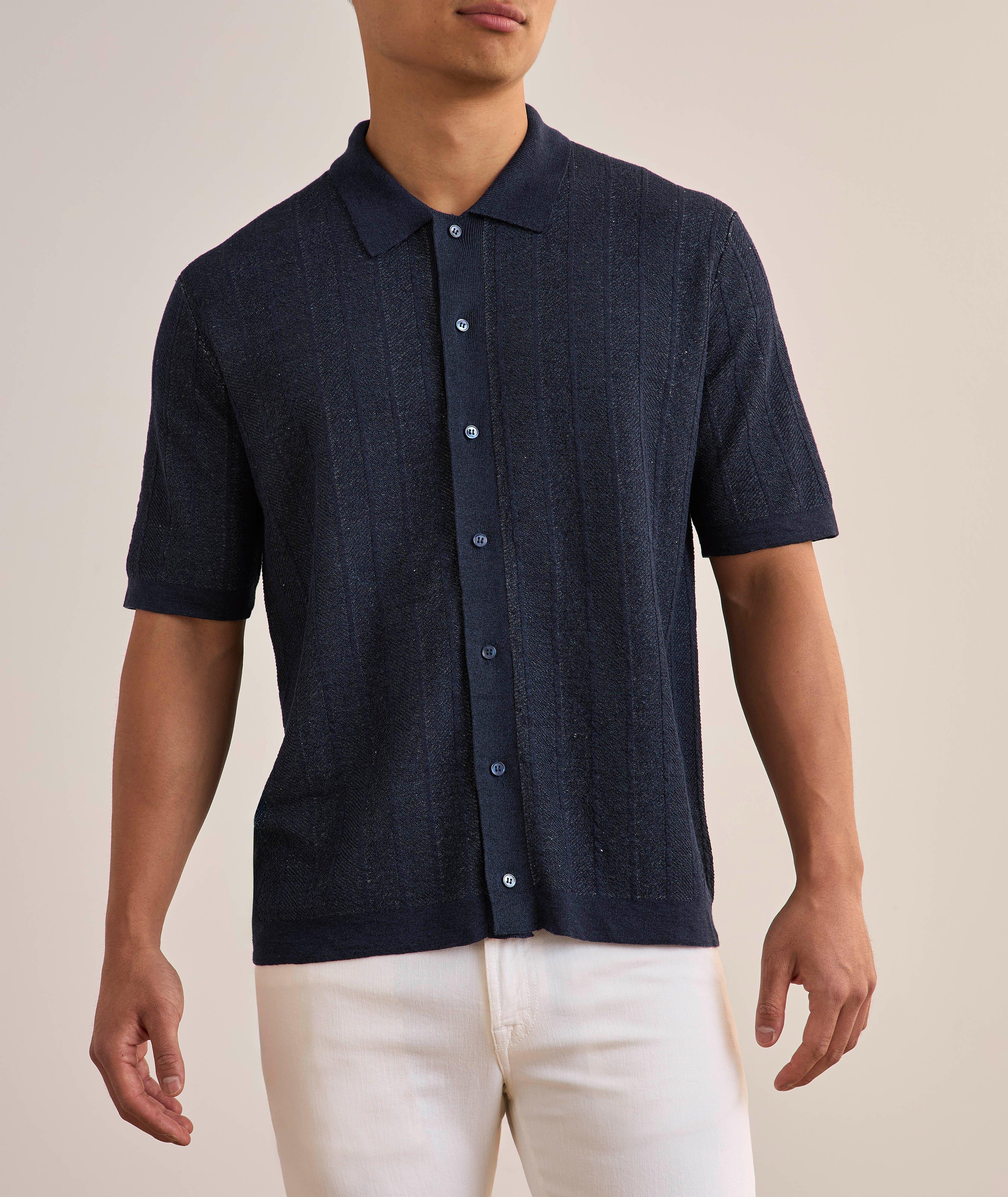 Linen-Cotton Full-Button Polo  image 1