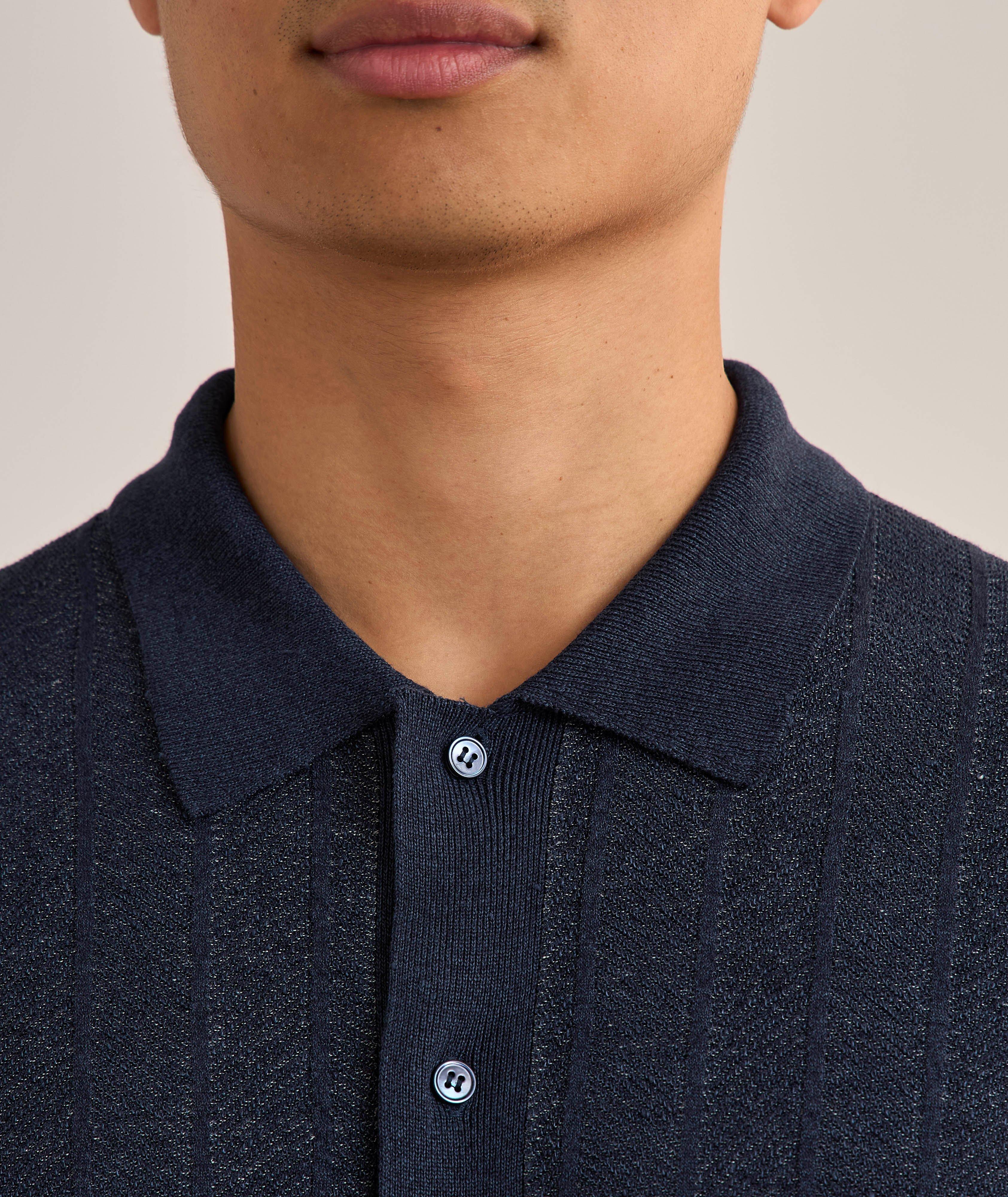 Linen-Cotton Full-Button Polo  image 3
