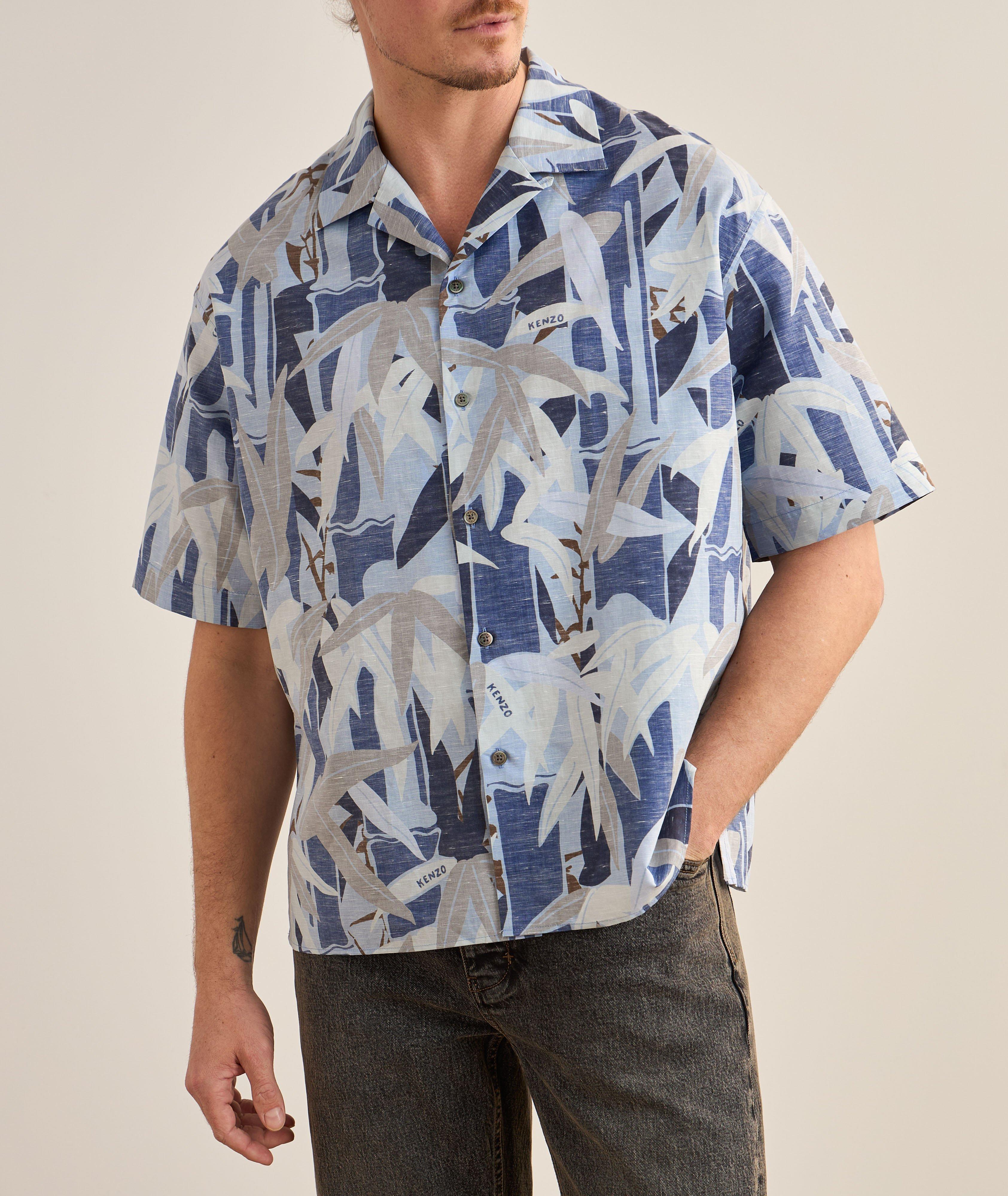 Chemise décontractée à motif de feuilles de bambou image 1