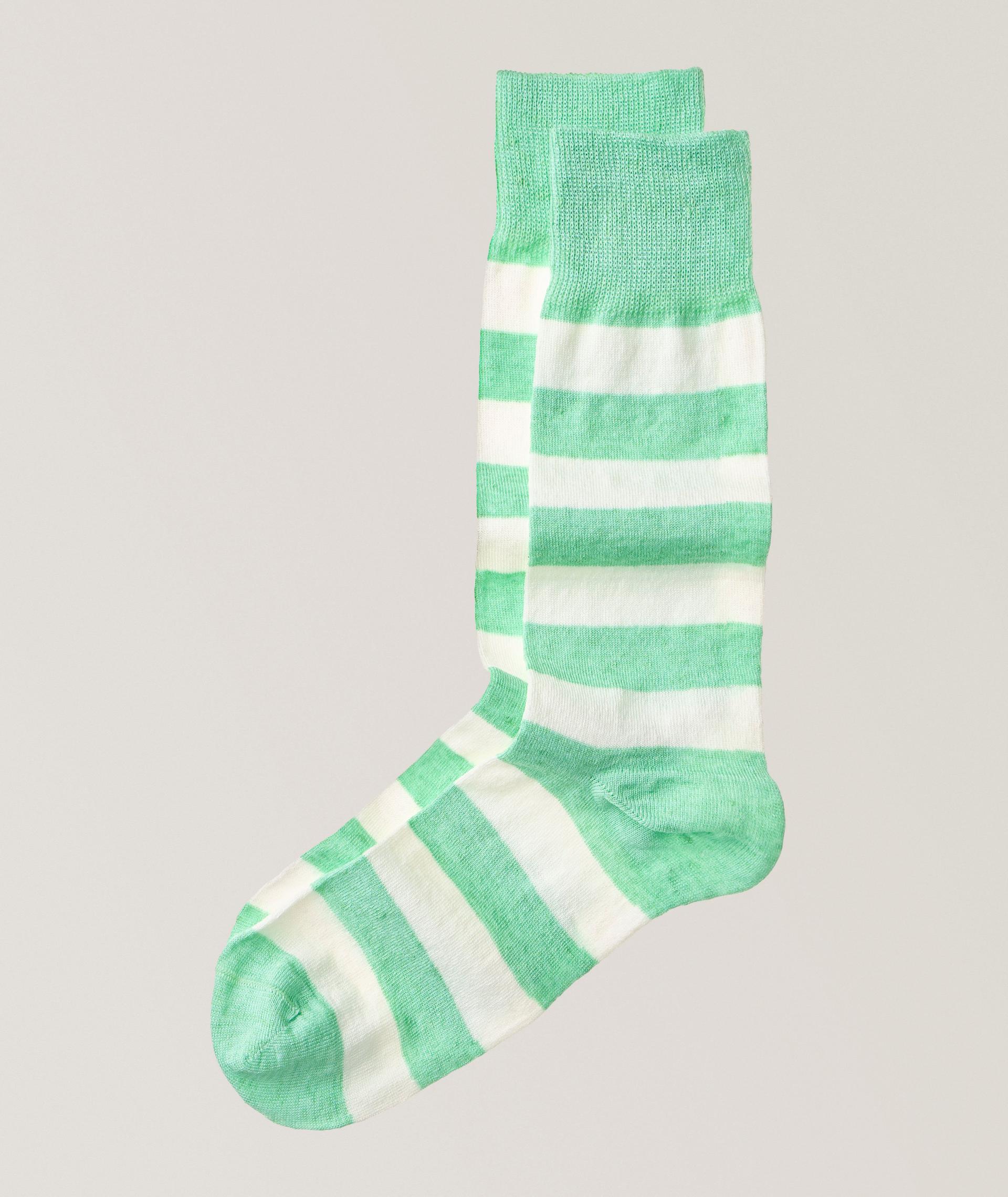 Barry Striped Stretch-Linen Socks image 0