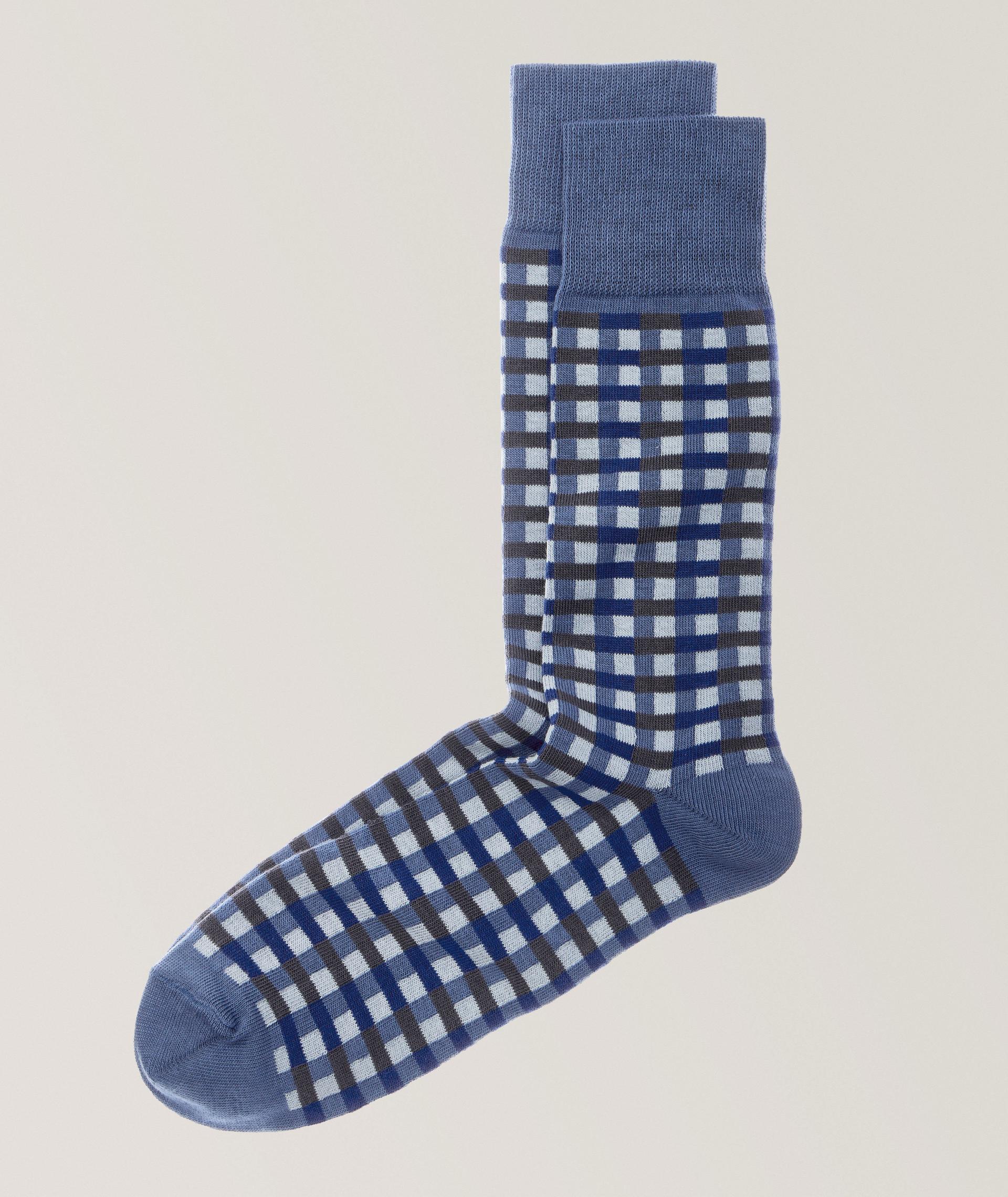 Chaussettes Ikko en coton extensible à motif quadrillé image 0