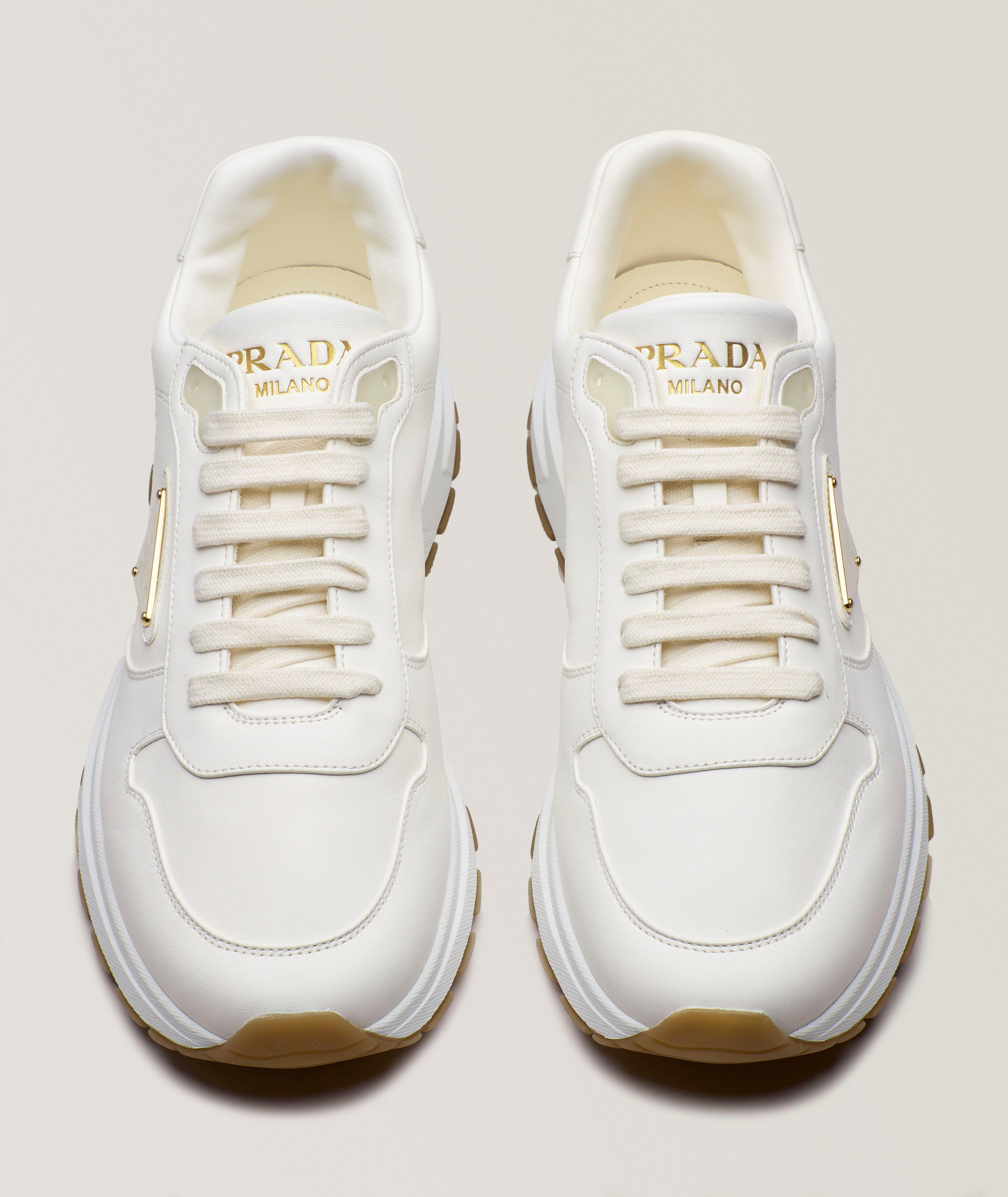 PRA WHT NAPPA LTHR/GLD TRIANGOLO PRAX SNKR image 1