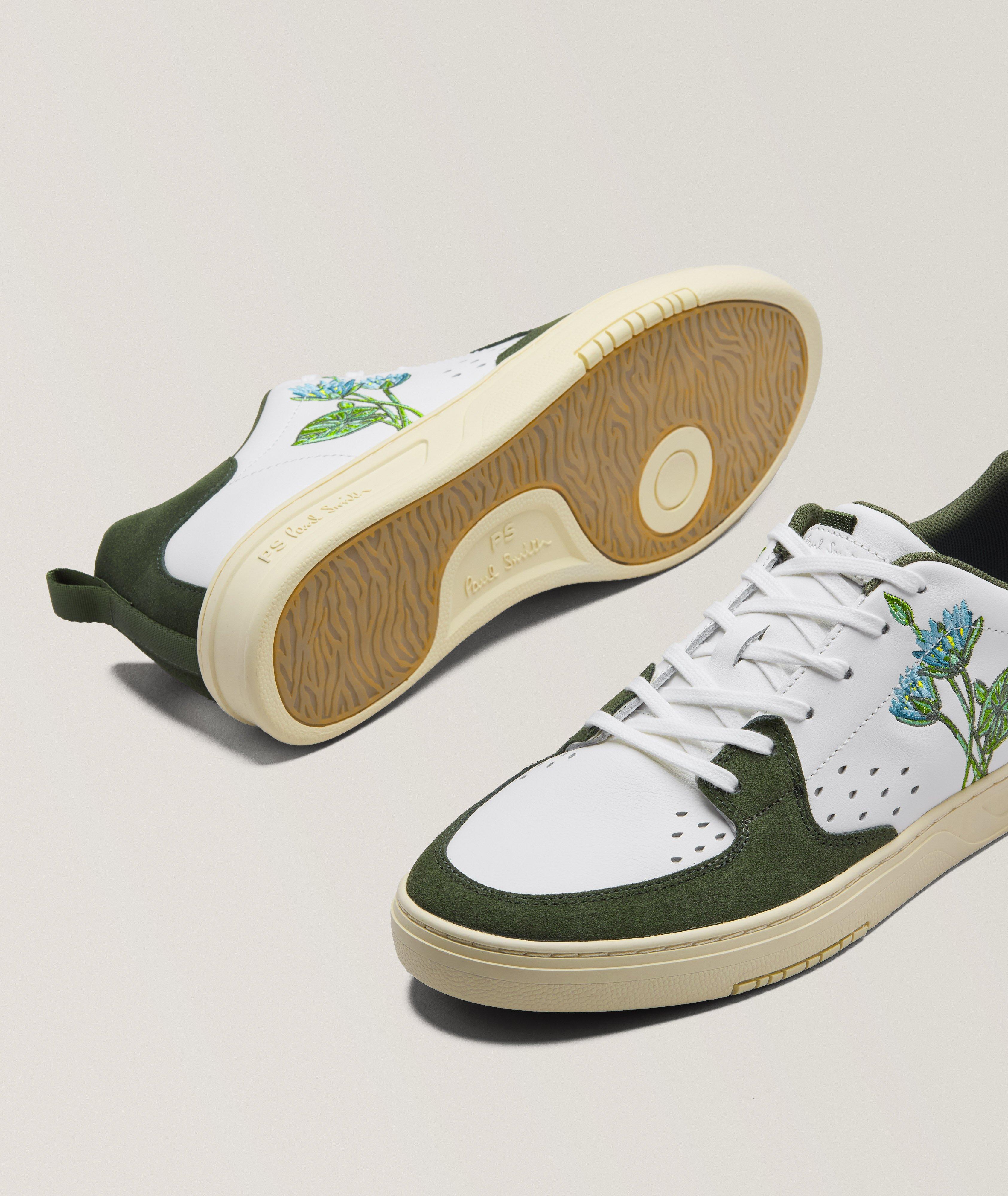 Cosmo Floral Embroidered Leather Sneakers image 3