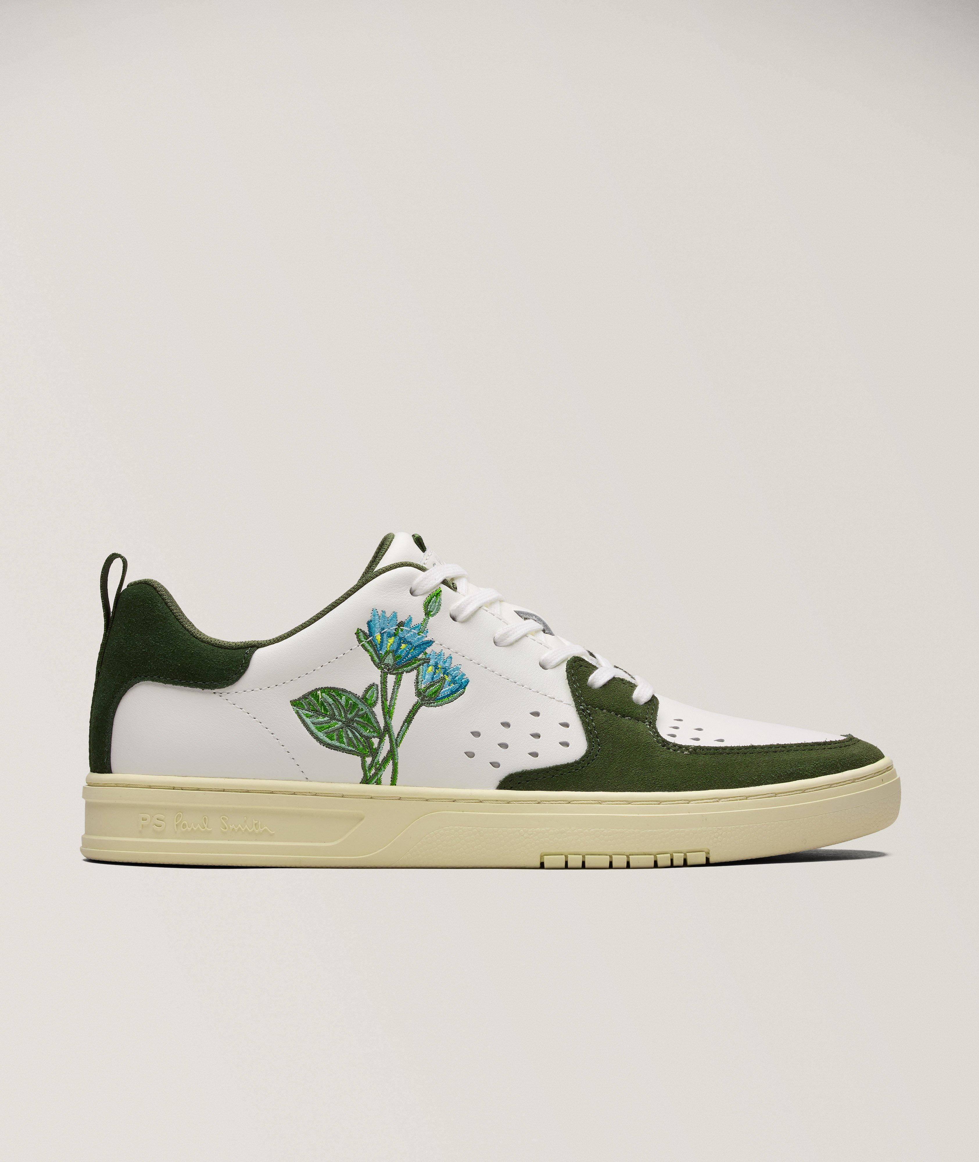 Cosmo Floral Embroidered Leather Sneakers image 0