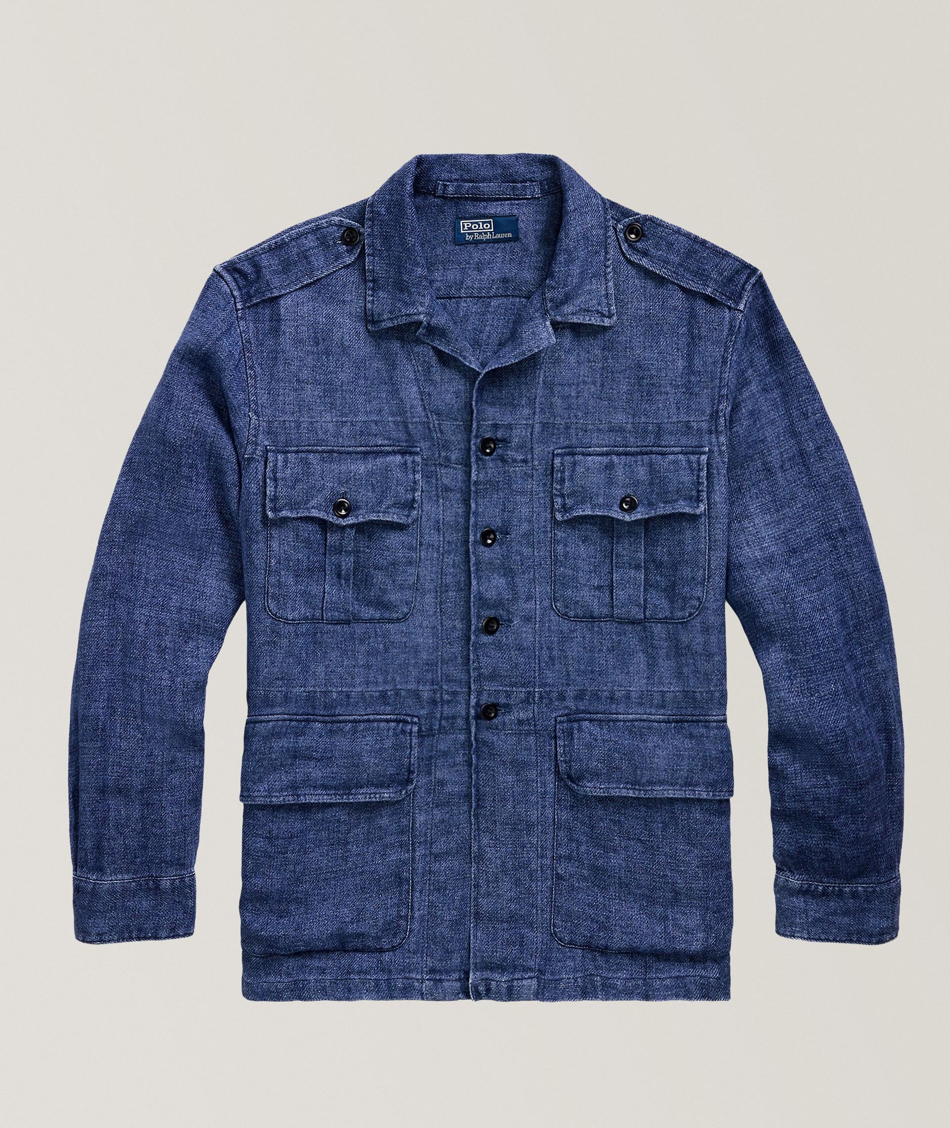 Veste-chemise en lin façon denim image 0