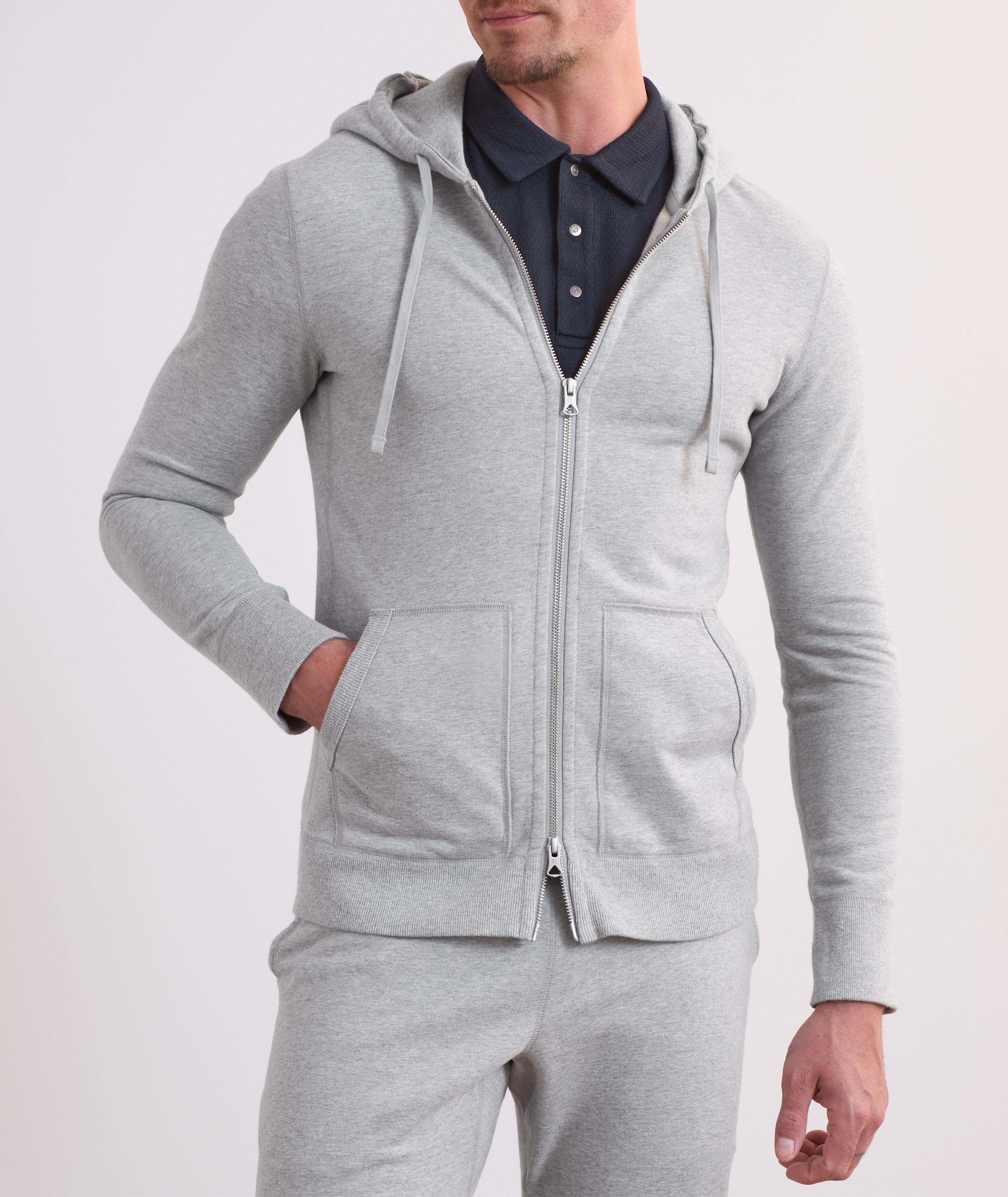 Terry Cotton Full-Zip Hooded Sweater image 1