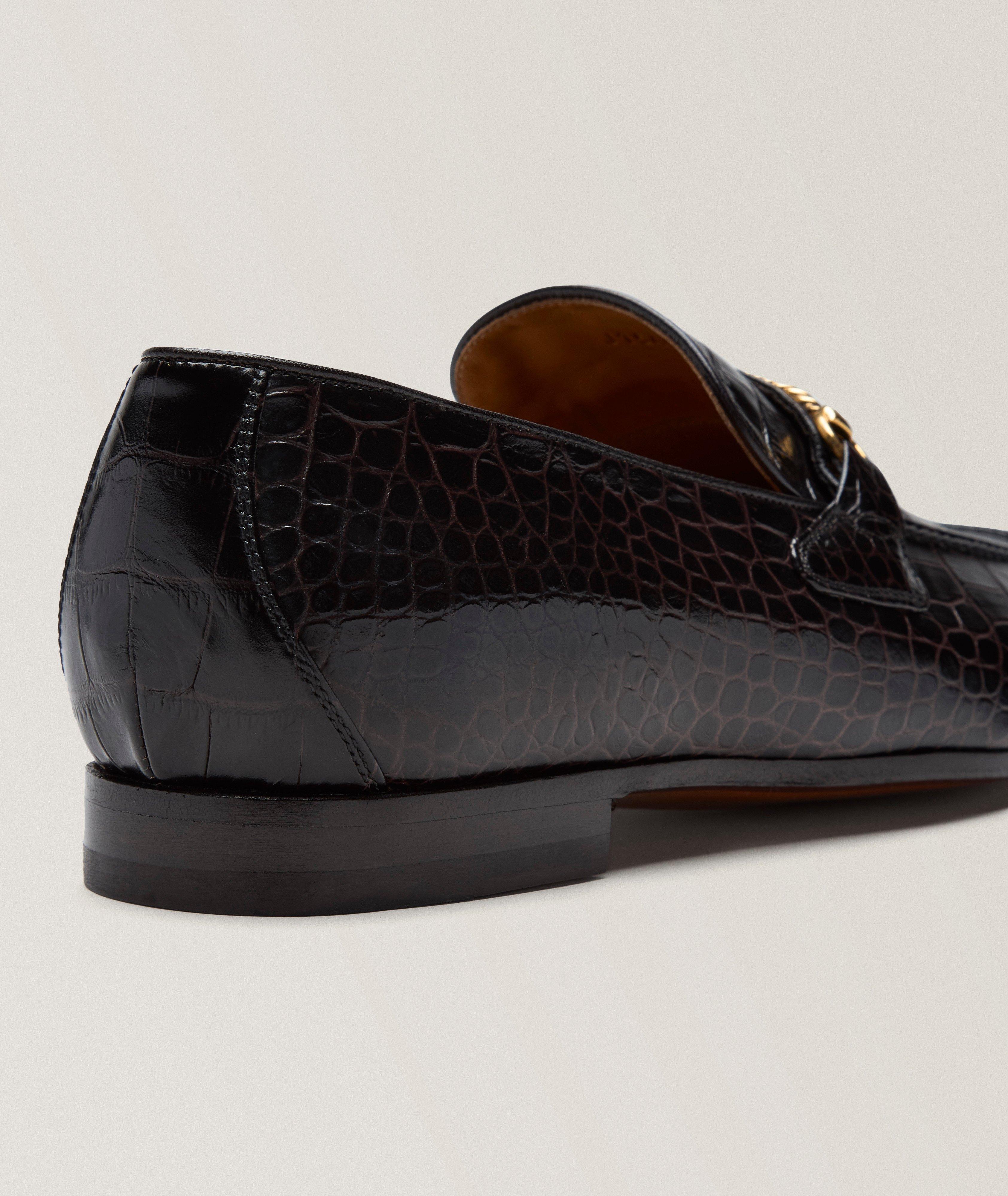 Printed Croc Leather Chain Loafers image 3