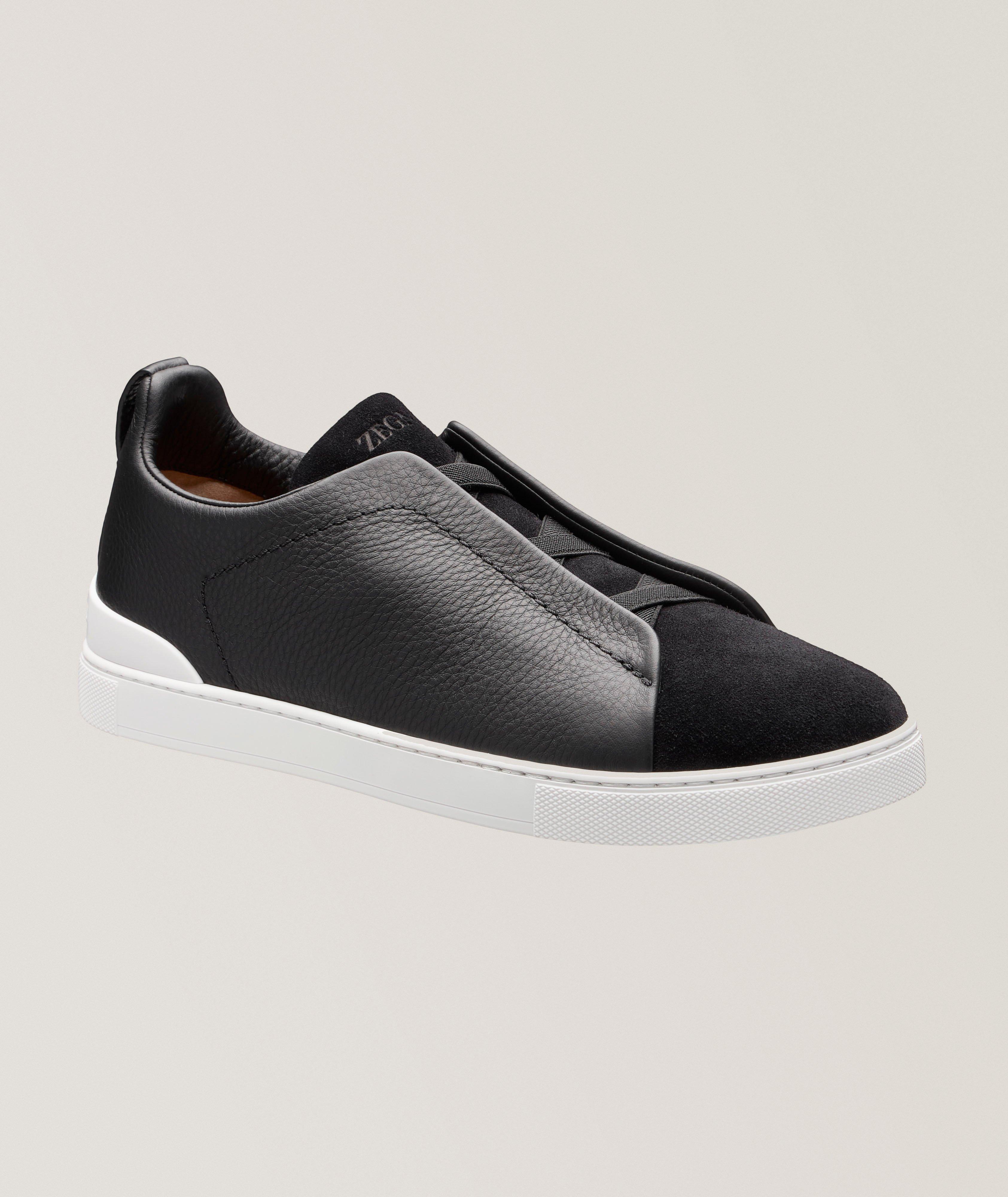 Zegna Chaussure sport en cuir et en suède, collection Triple Stitch
