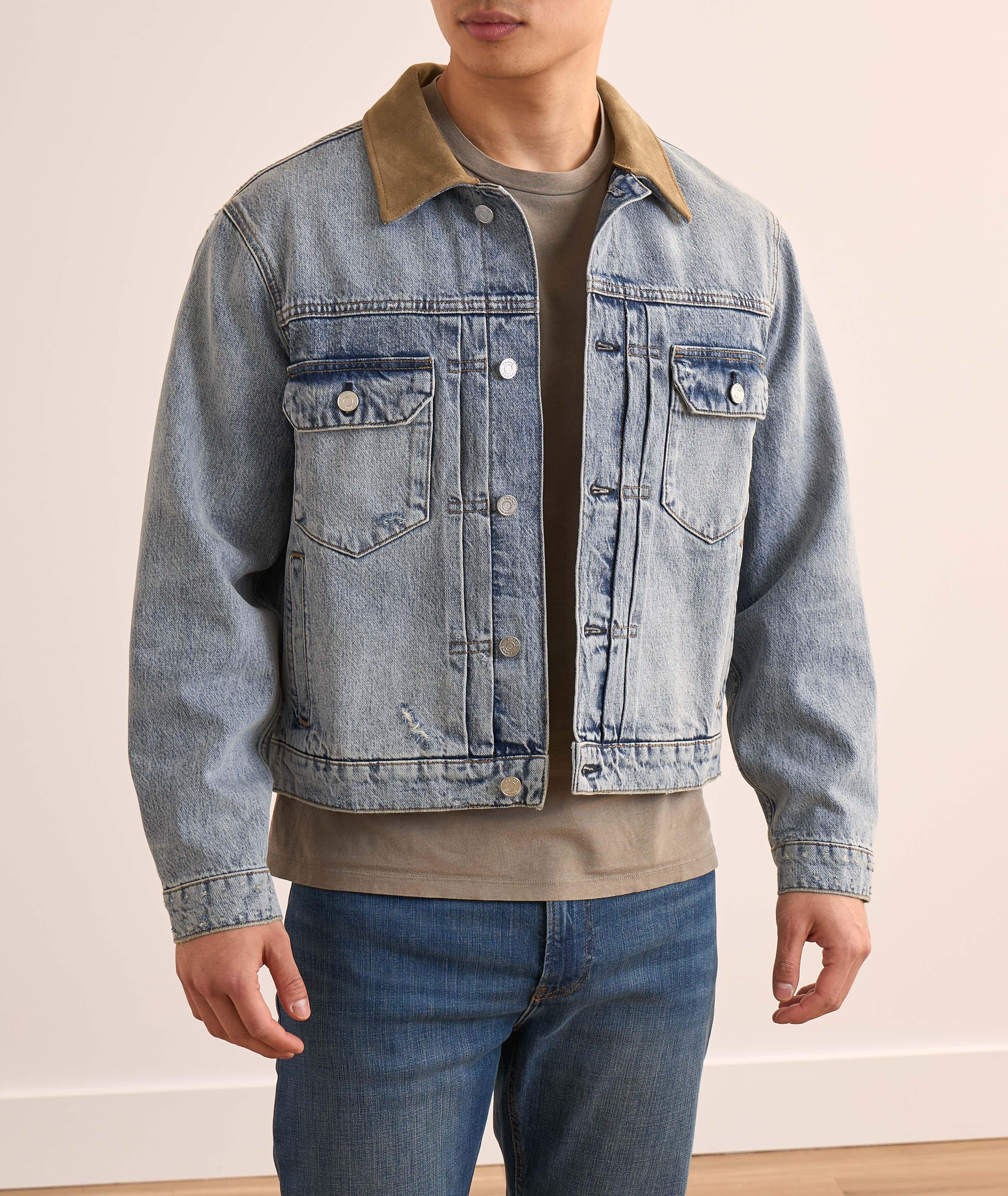 Blouson en denim avec col en suède image 1