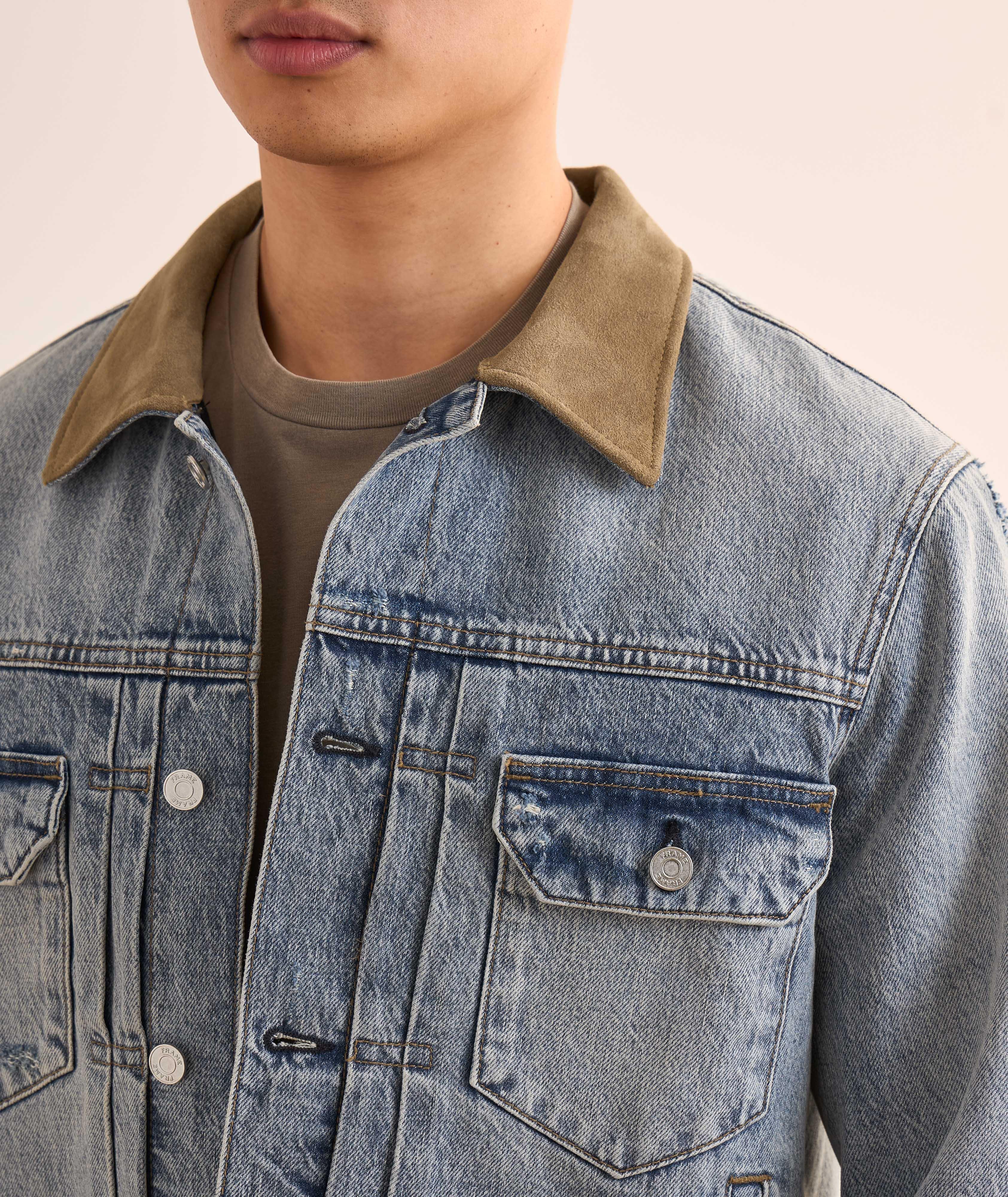 Vintage Suede Collar Jean Jacket  image 3