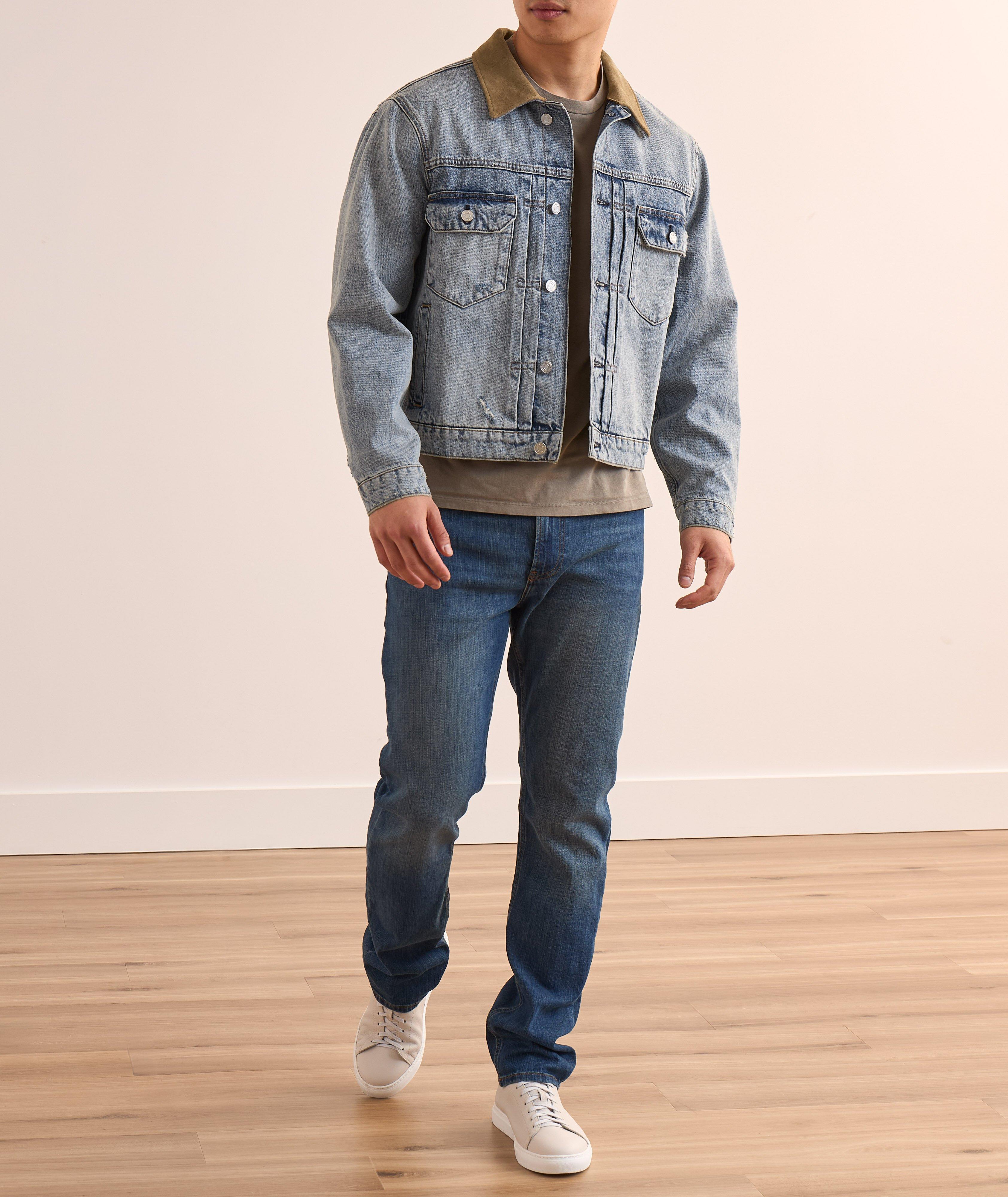 Blouson en denim avec col en suède image 5