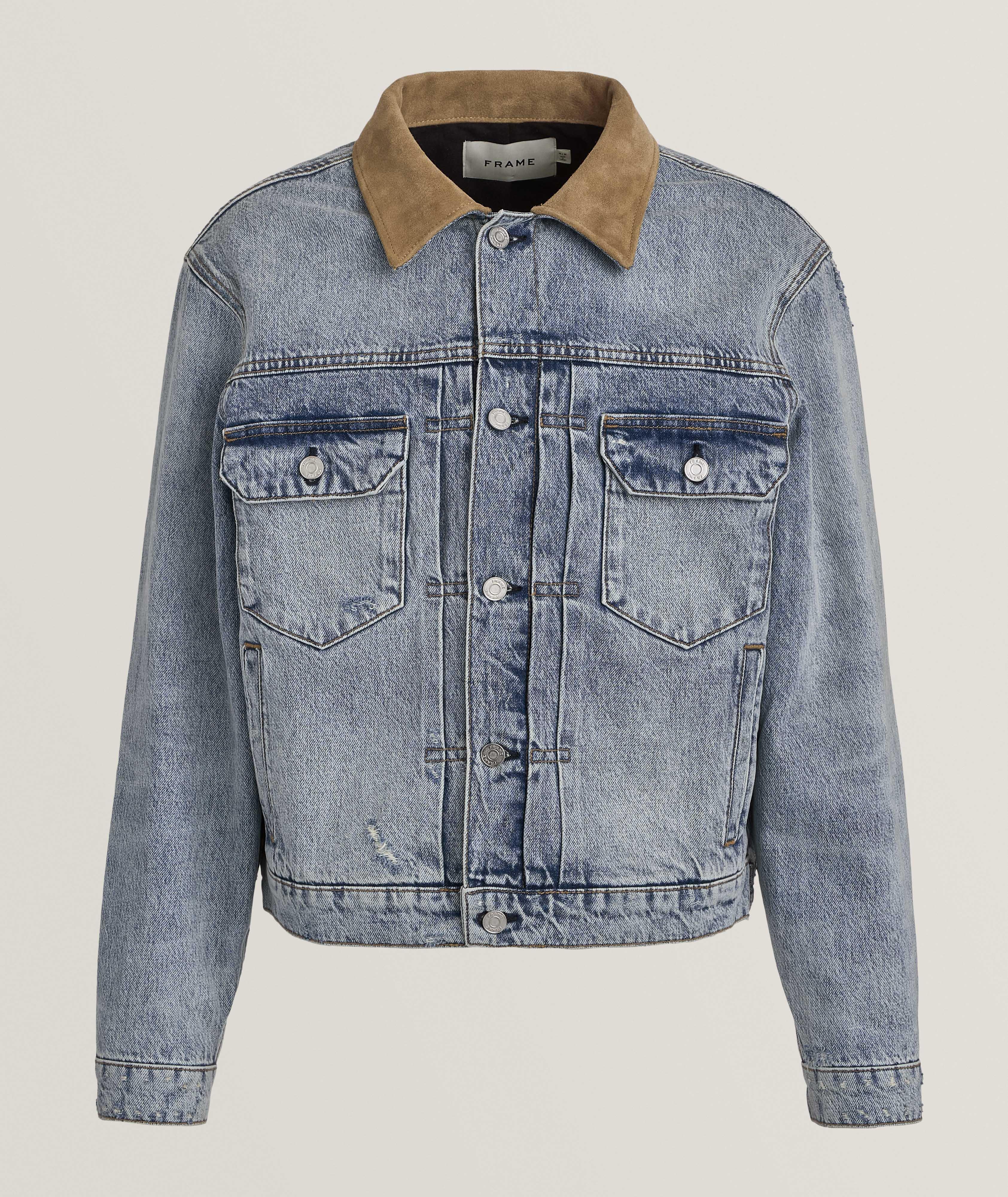 Blouson en denim avec col en suède image 0