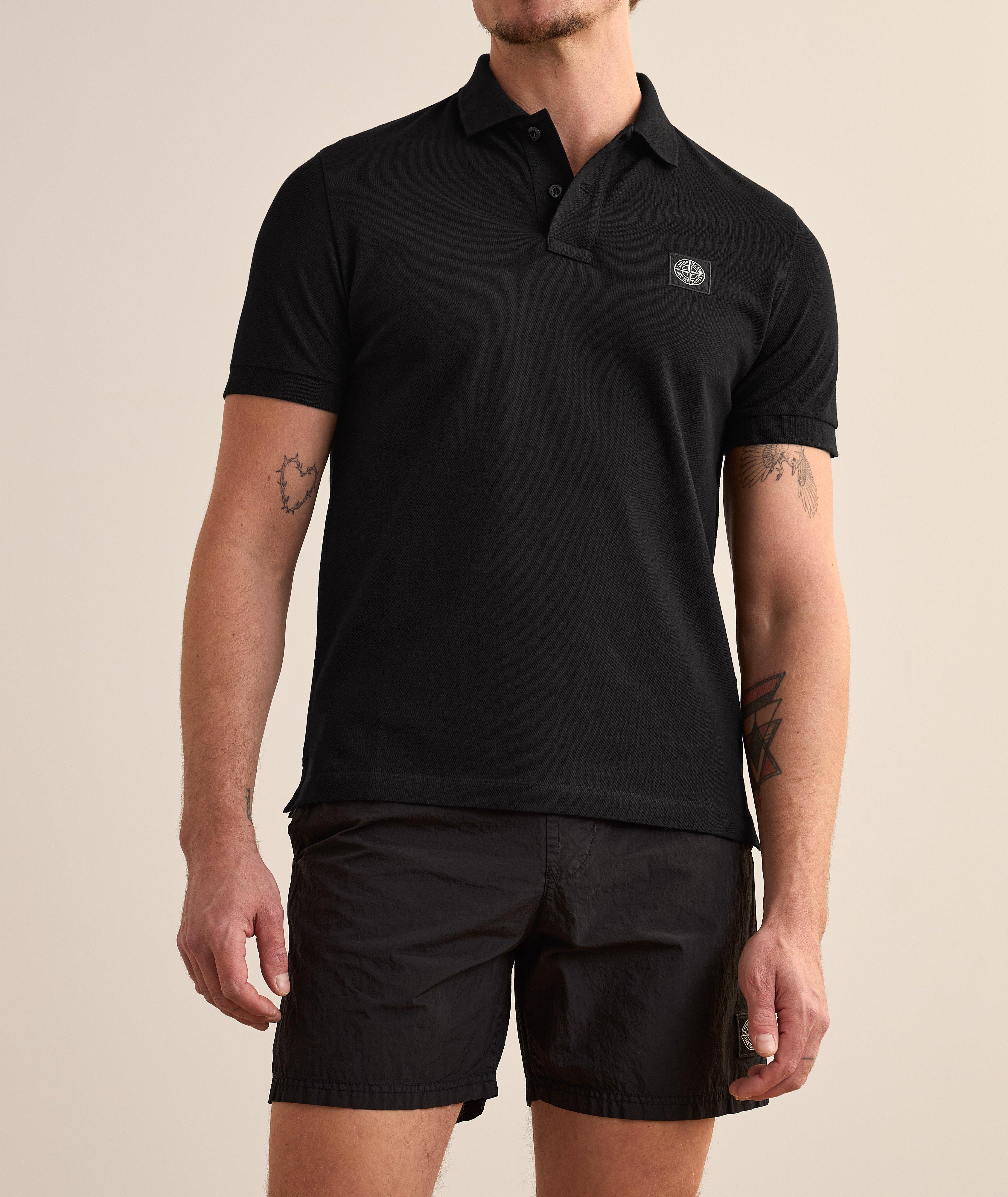 Polo en coton extensible avec écusson de marque image 1